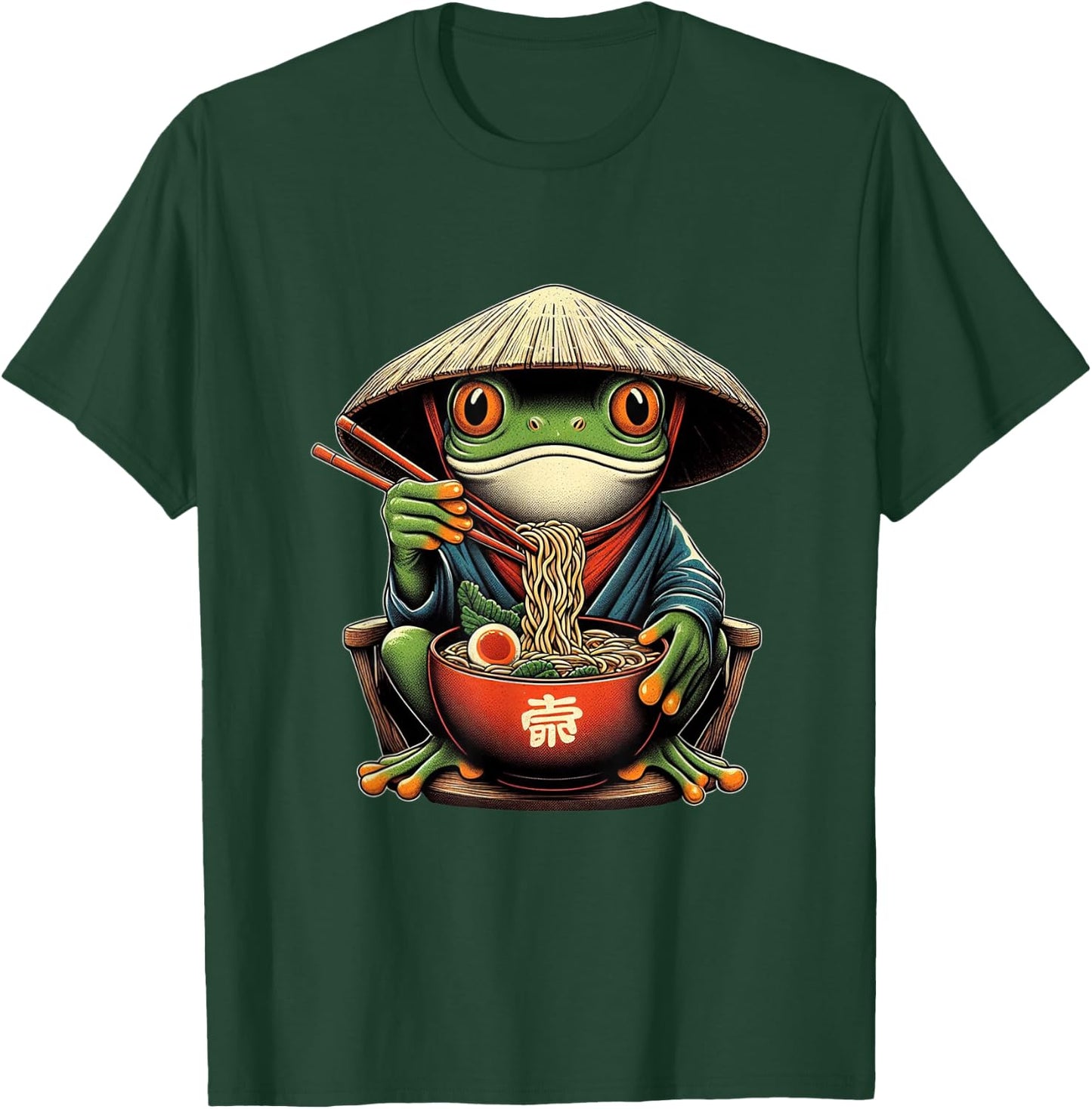 Frog Eating Ramen Kawaii Neko Japanese Noodles Anime Lovers T-Shirt - T-Shirt | Forest