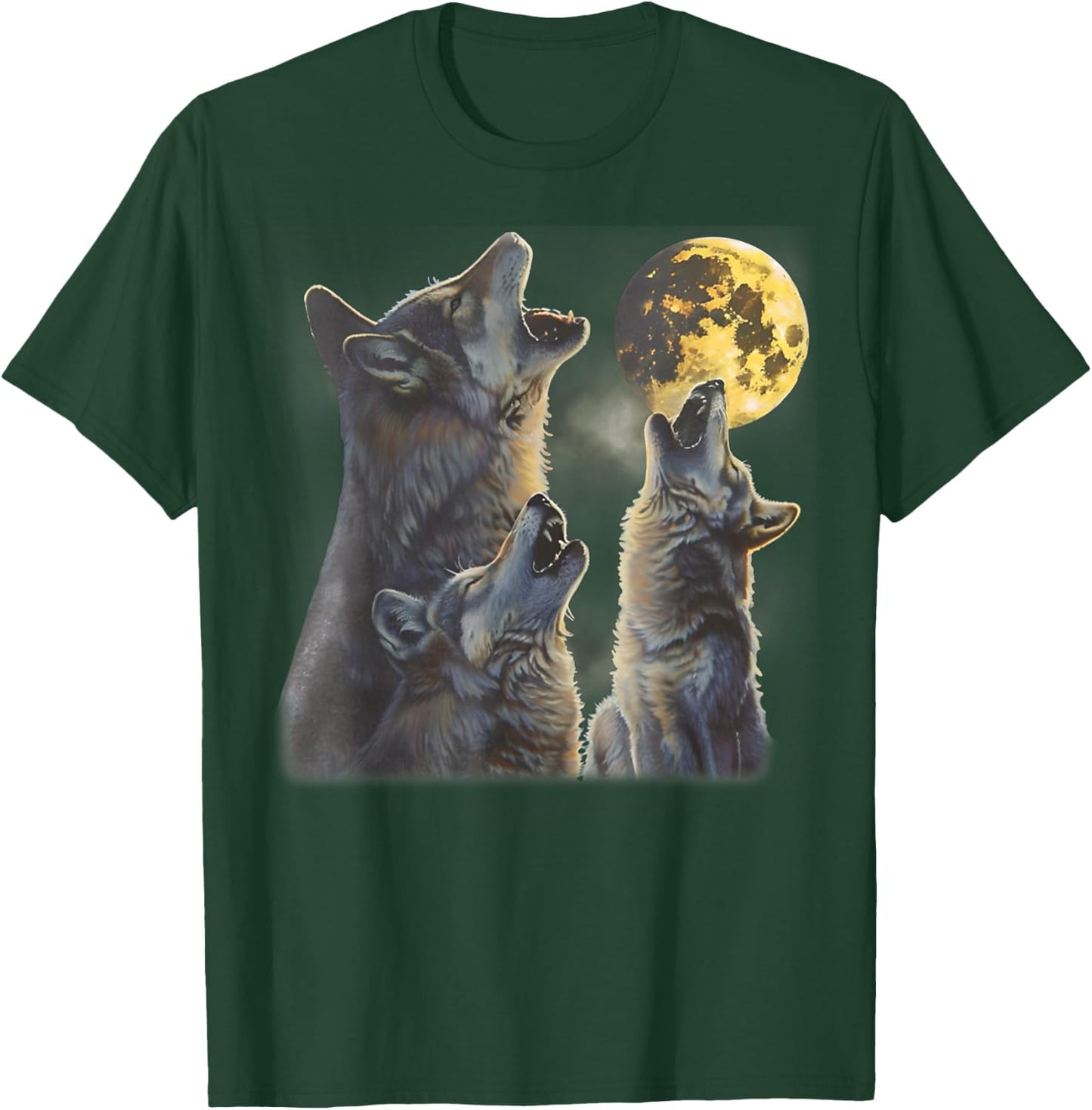 Howling At The Moon Wolves Cool Mountain Wolf Animal Graphic T-Shirt - T-Shirt | Forest