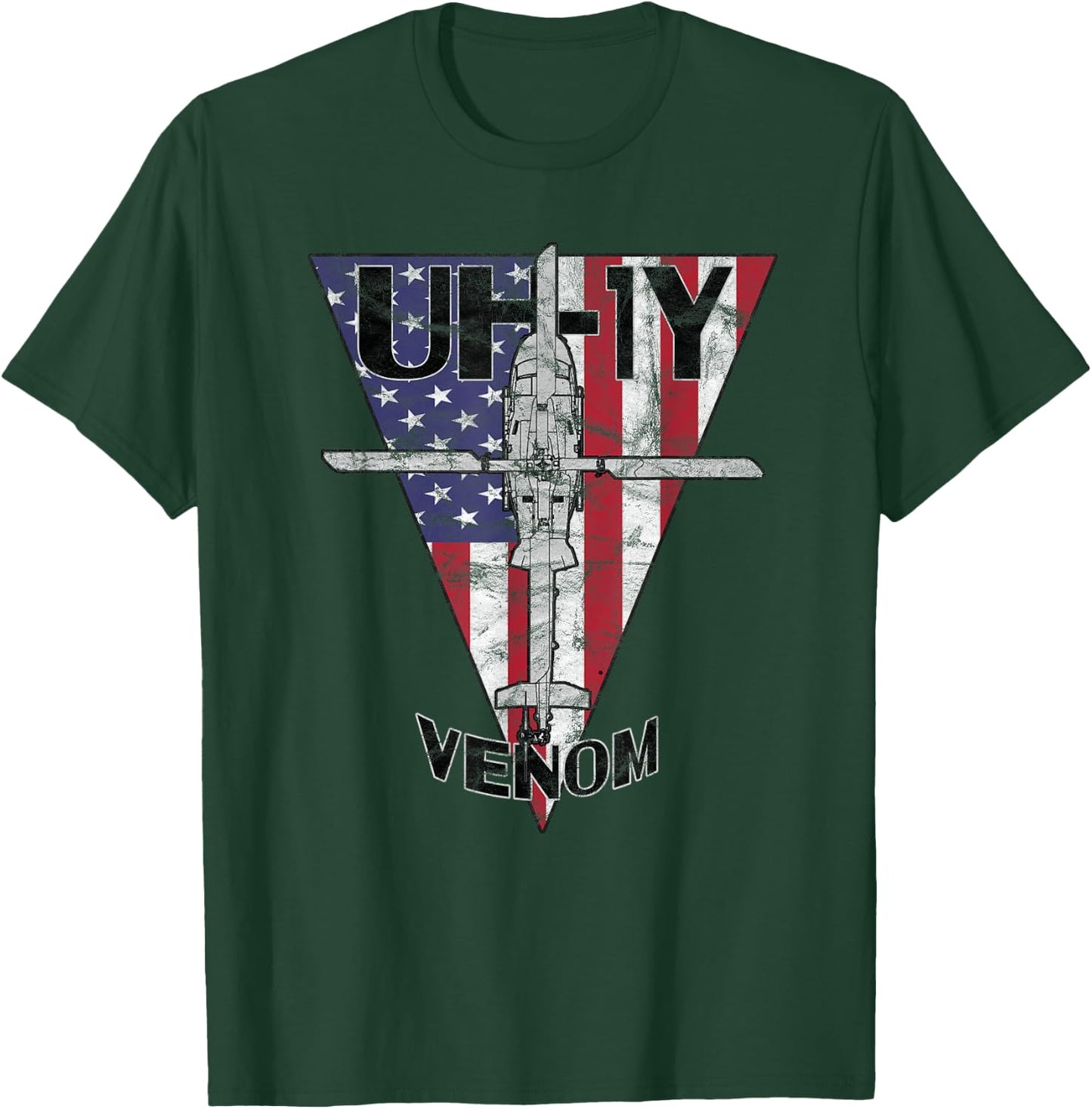 UH-1Y Venom Military Helicopter Patriotic Vintage T-Shirt - T-Shirt | Forest