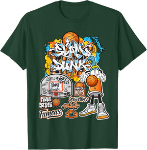Cool Basketball Graffiti Style Illustration Graphic Designs T-Shirt - T-Shirt | Forest