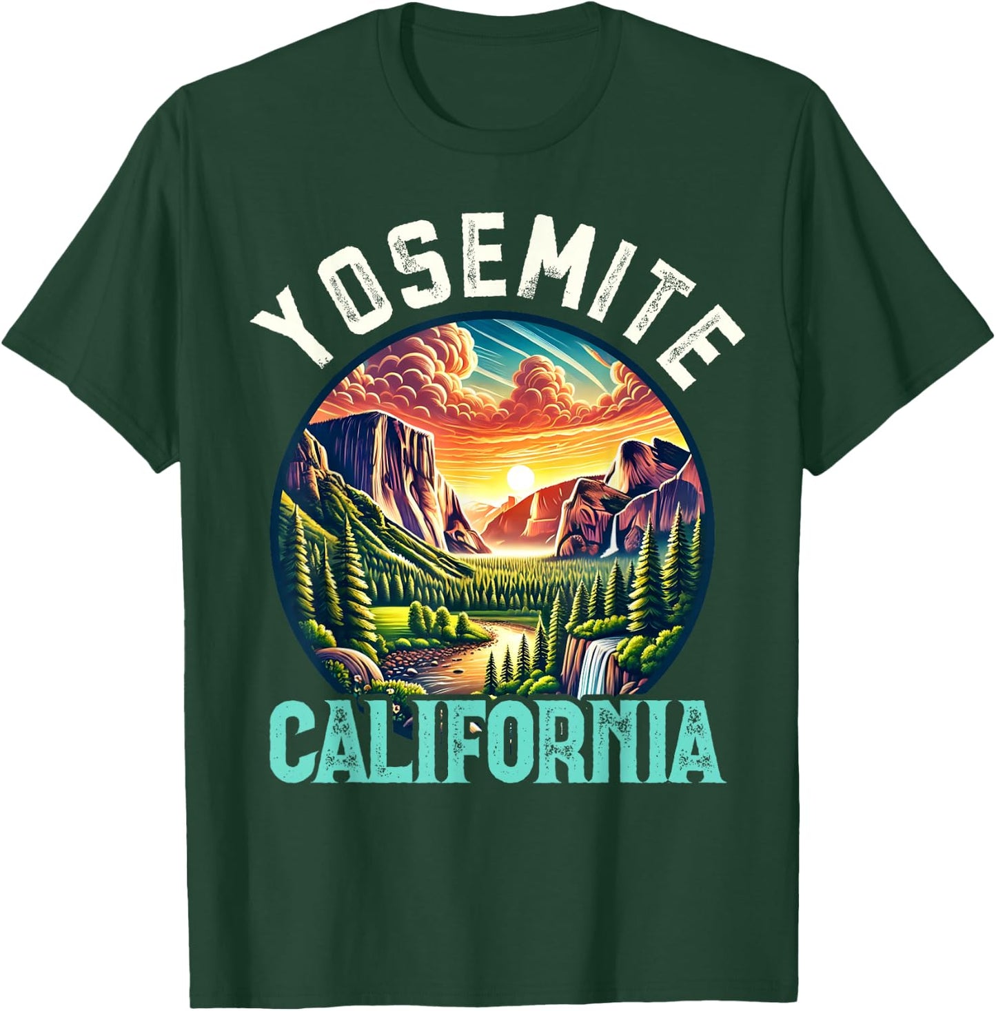 Yosemite California Hiking Vintage Souvenir, Men Women Kids T-Shirt - T-Shirt | Forest
