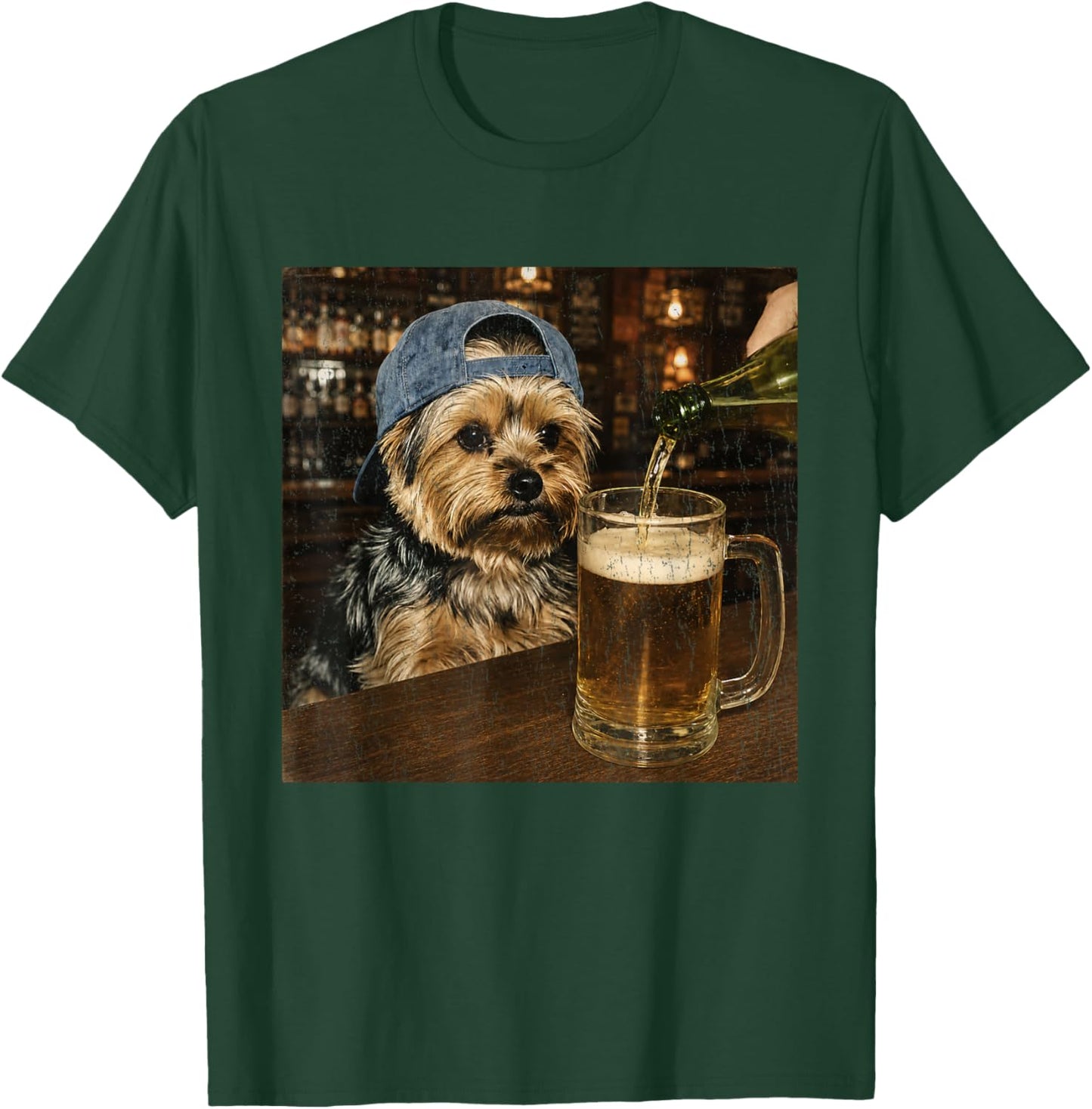 Yorkie Drinking Beer Shirt Funny Dog Meme Art Vintage T-Shirt - T-Shirt | Forest