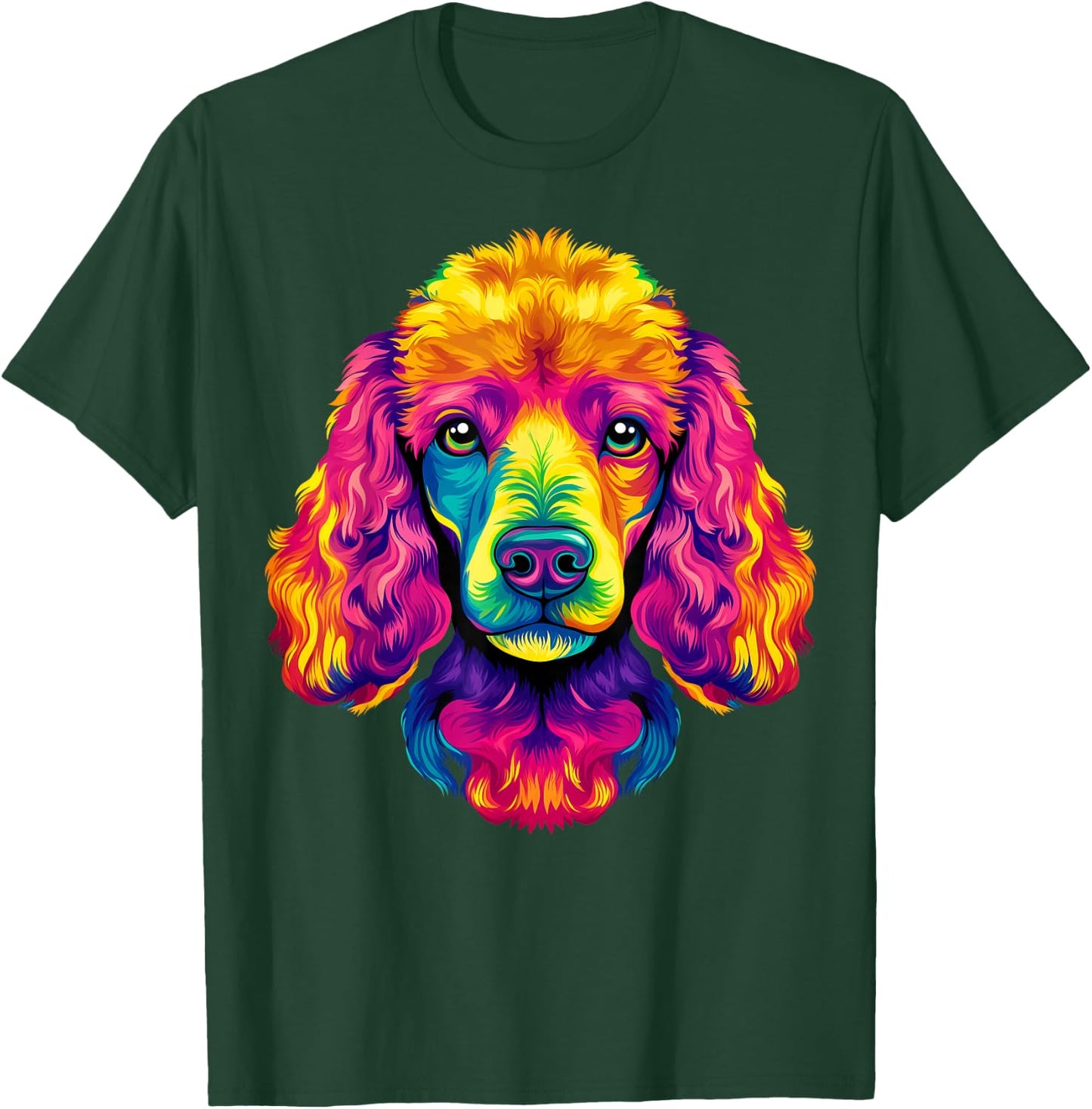 Colorful Poodle Face Cute Rainbow Dog Lover Men Women Black T-Shirt - T-Shirt | Forest