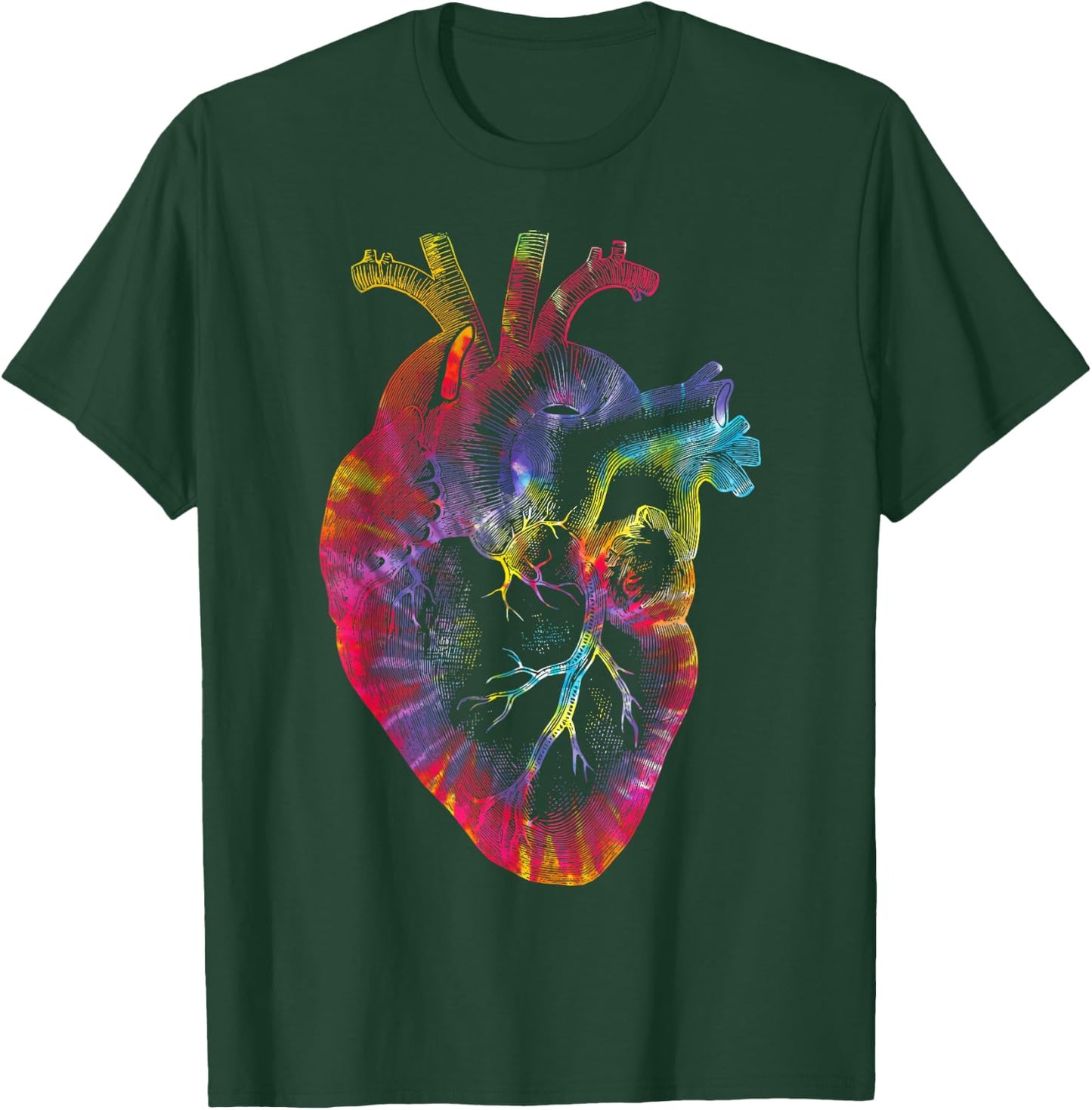 Tie Dye Anatomical Heart Valentines Day Anatomy Love Science T-Shirt - T-Shirt | Forest