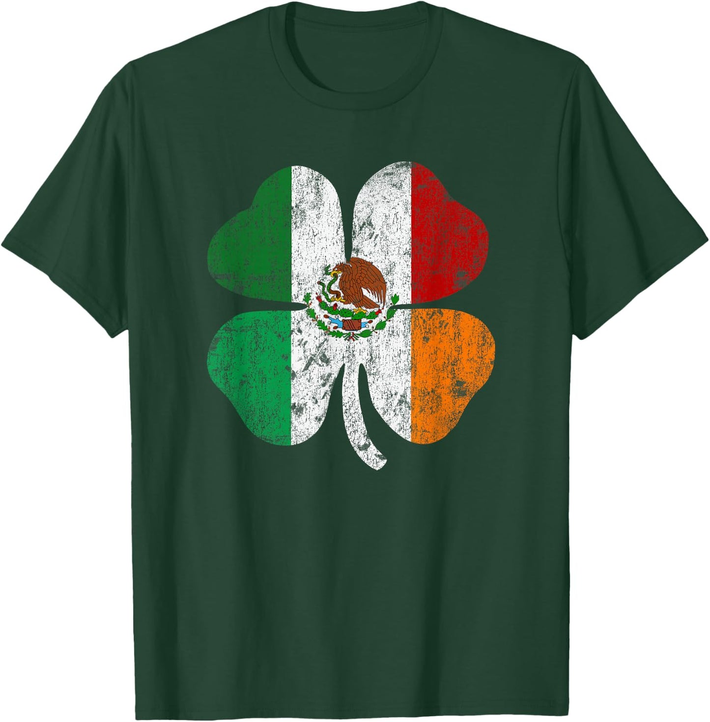 Mexican Irish Mexico Ireland St Patricks Shamrock Flag T-Shirt - T-Shirt | Forest