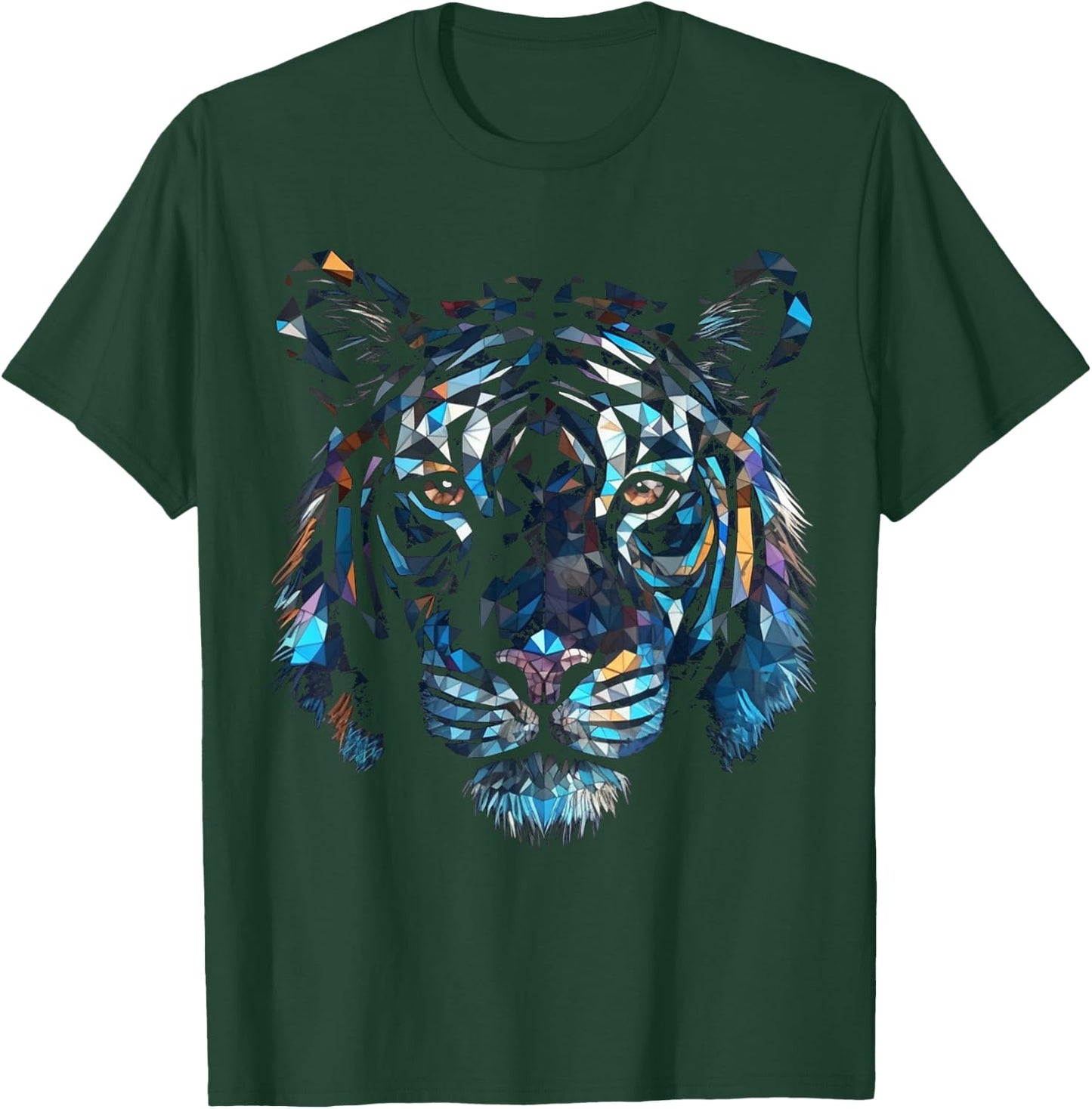 Tiger Polygon Artwork - Colourful Animal Art Tiger T-Shirt - T-Shirt | Forest