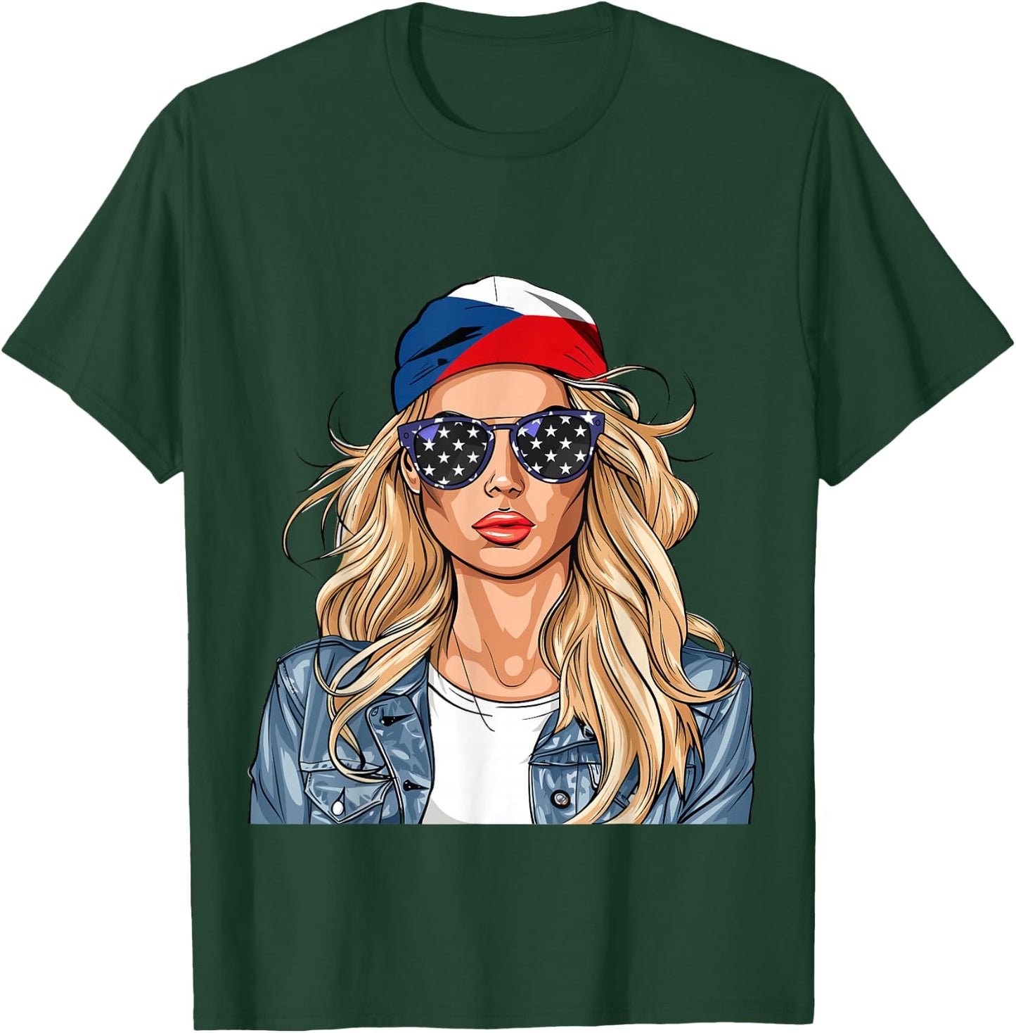 Czech Flag Souvenirs Woman American Products Czechia T-Shirt - T-Shirt | Forest
