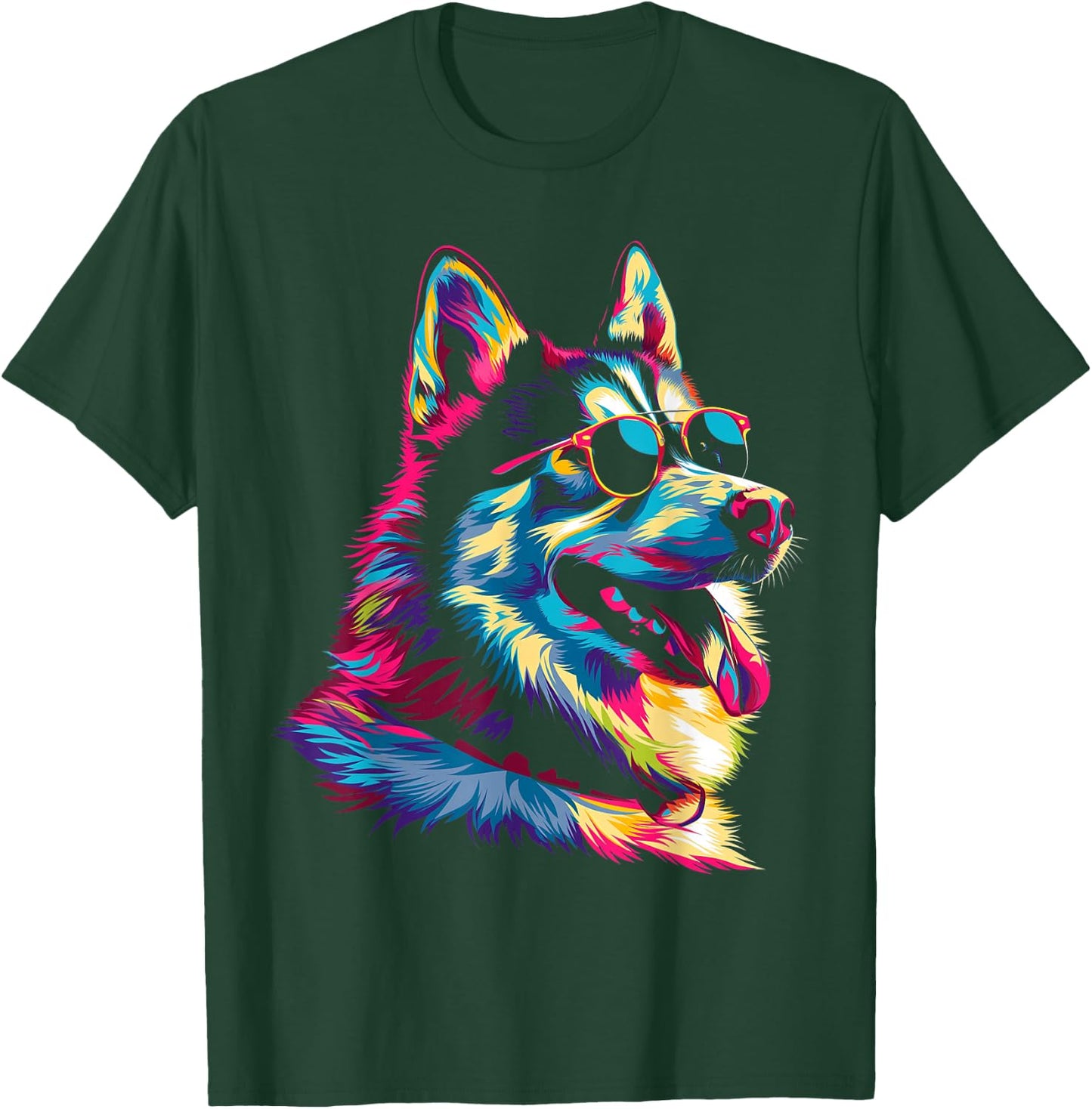 Siberian Husky Dog Sunglasses Popart T-Shirt - T-Shirt | Forest