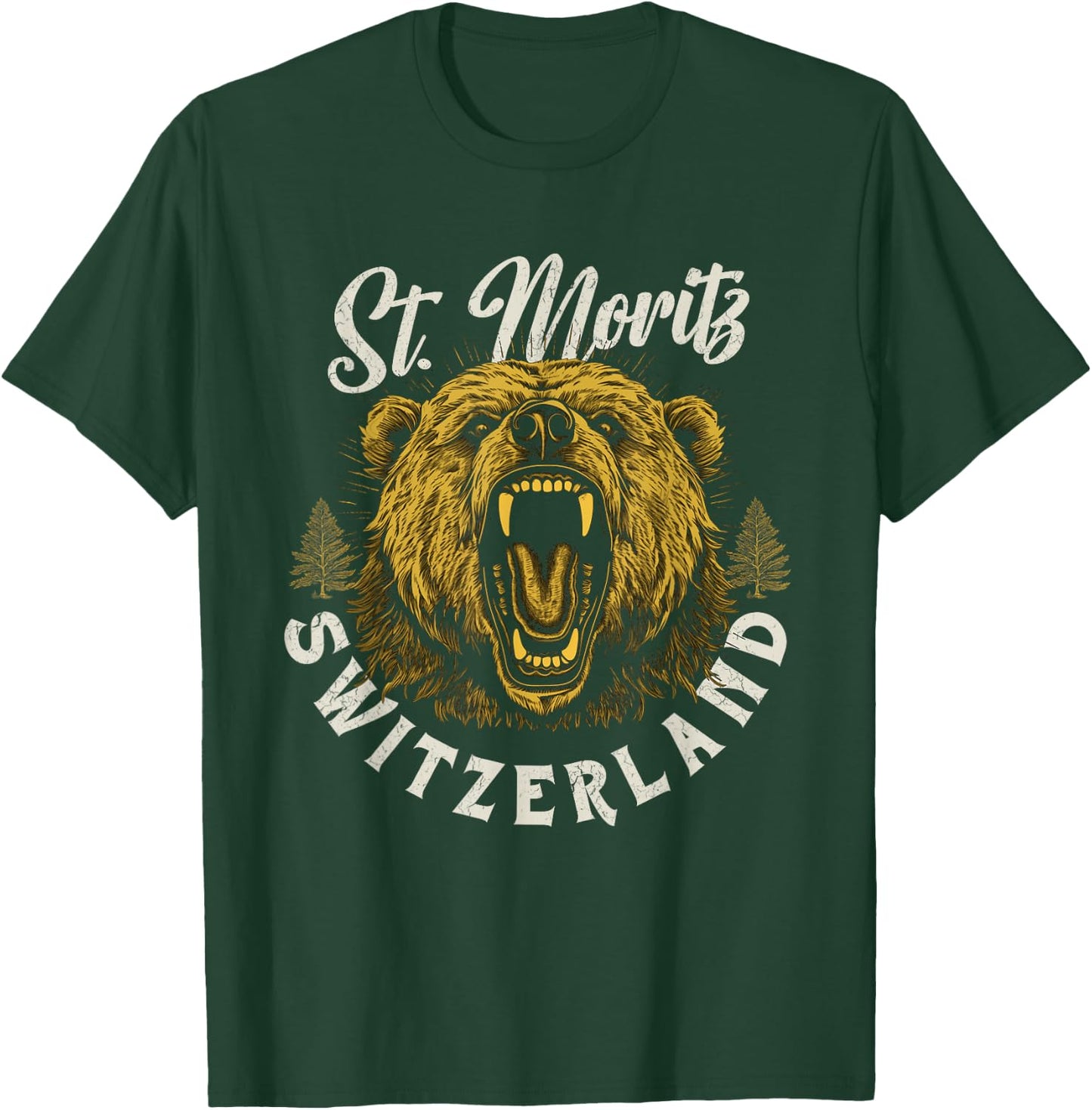 St. Moritz Switzerland Hiking Outdoor Graphic T-Shirt - T-Shirt | Forest