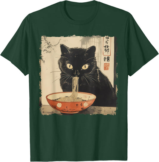 Cat Ramen Noodle Japanese Art Anime Manga Kawaii Cat T-Shirt - T-Shirt | Forest