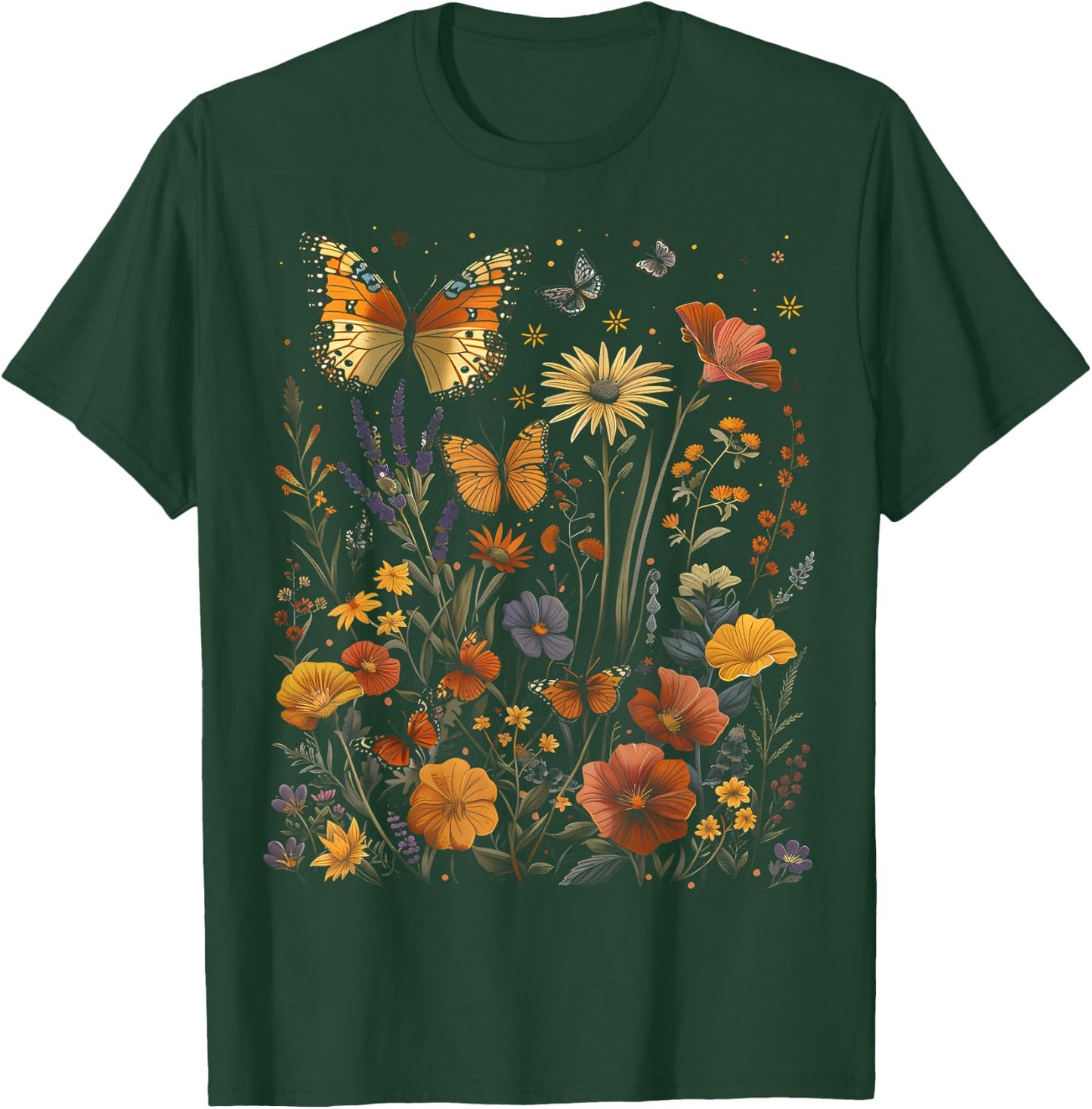 Pollinator Garden Design Wildlife Flowers Native Plants T-Shirt - T-Shirt | Forest