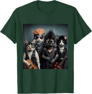 Heavymetal Headbanger Meowtal Cats Band Hard Rocks Kitties T-Shirt - T-Shirt | Forest