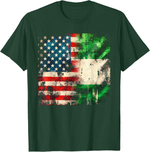 Half Nigerian Half American USA Flag Nigeria America T-Shirt - T-Shirt | Forest