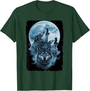Wolf Lovers Animals Three Wolves Howling Full Moon T-Shirt - T-Shirt | Forest