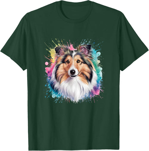 Men Woman Colorful Watercolor Shetland Sheepdog