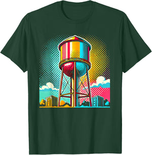 Pop Art Water Tower Colorful Urban Design T-Shirt - T-Shirt | Forest
