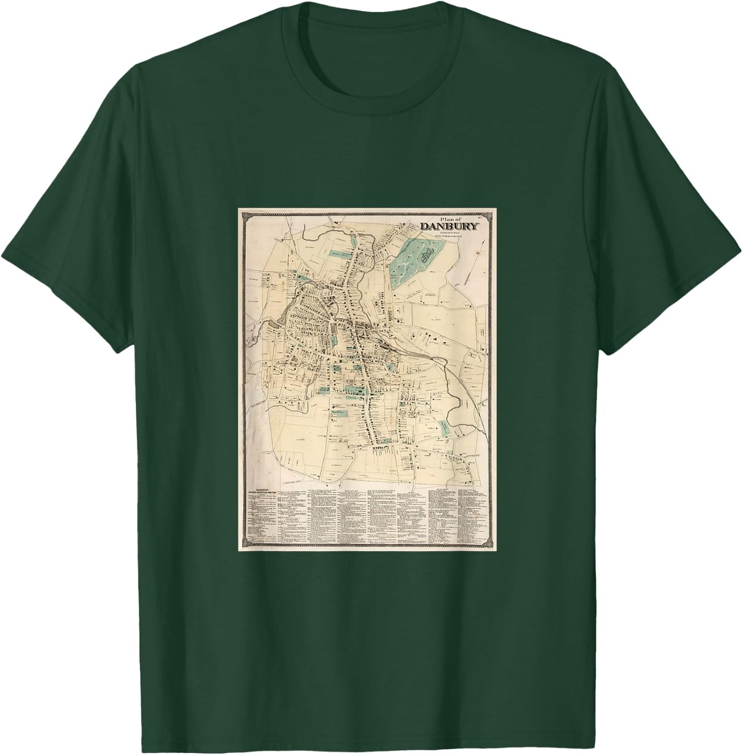 Vintage Danbury CT Map (1867) T-Shirt - T-Shirt | Forest
