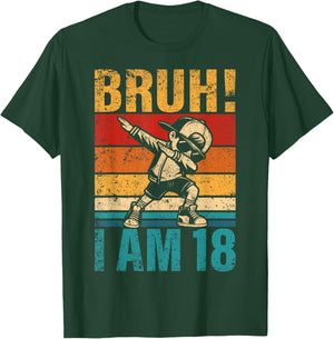 18 Year Old Birthday Dabbing Boy Bruh It's My 18th Birthday T-Shirt - T-Shirt | Forest