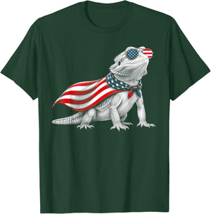 Bearded Dragon 4th of July US American Flag Patriotic T-Shirt - T-Shirt | Forest