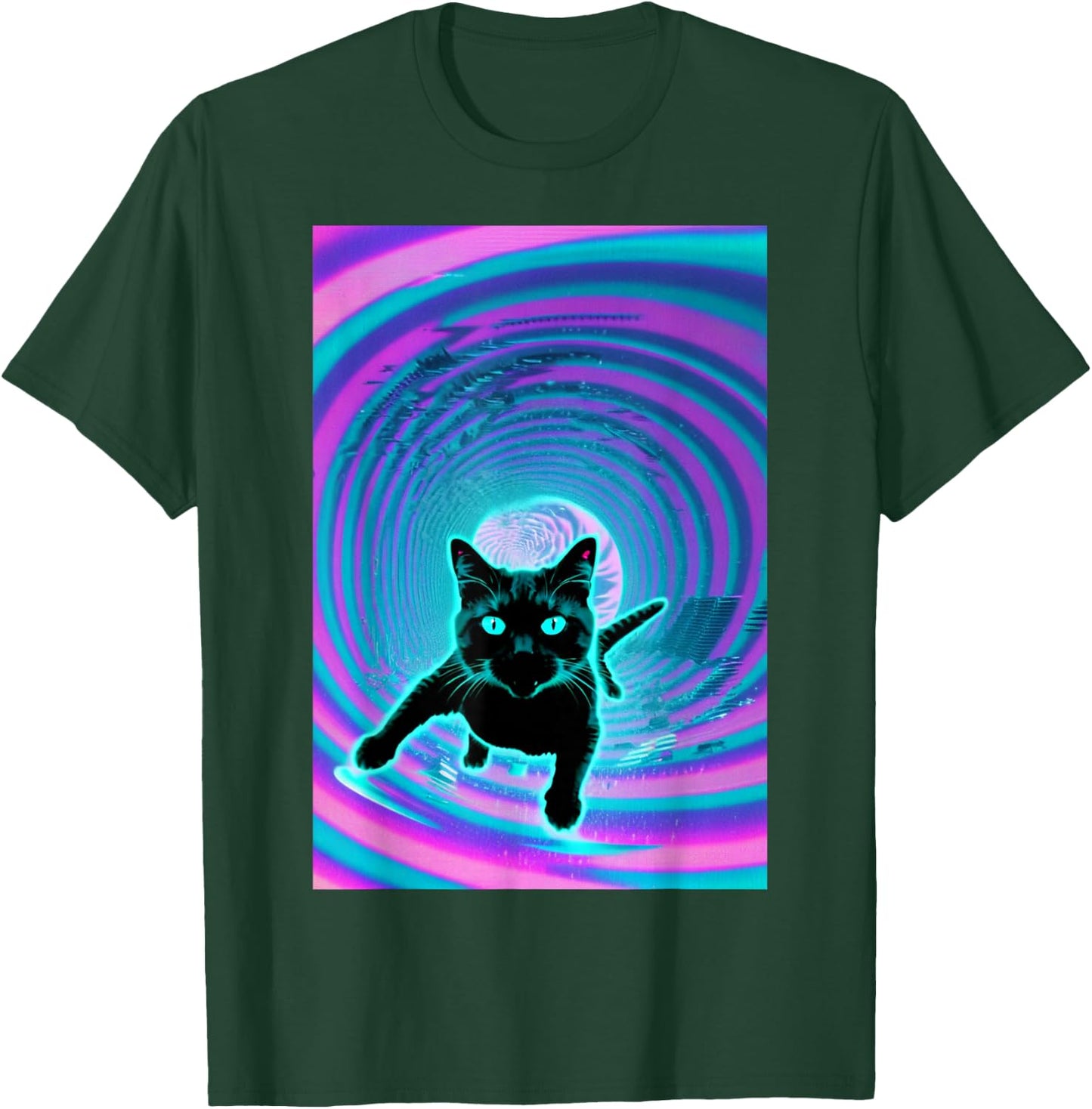 Trippy Glitch Weirdcore Cat Vortex Surfing Vaporwave Women T-Shirt - T-Shirt | Forest