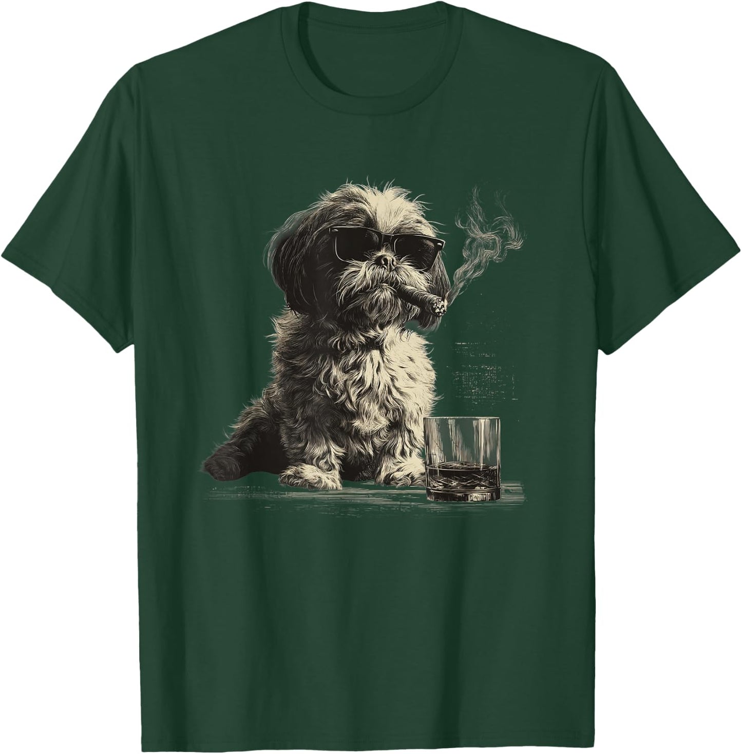 Shih Tzu Dad Dog Sunglasses Father's Day Family T-Shirt - T-Shirt | Forest