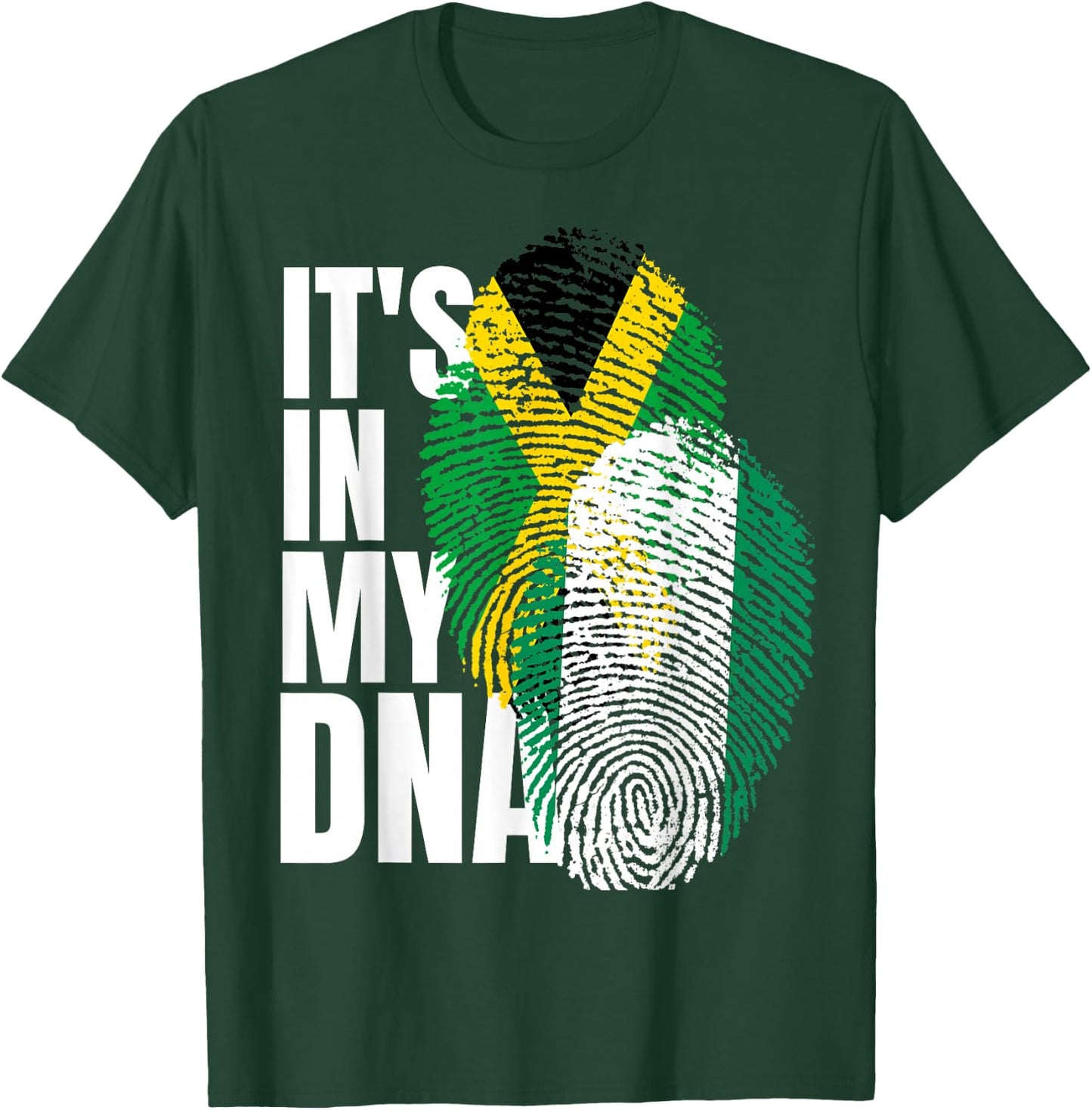 Jamaican And Nigerian Mix DNA Heritage Flag T-Shirt - T-Shirt | Forest