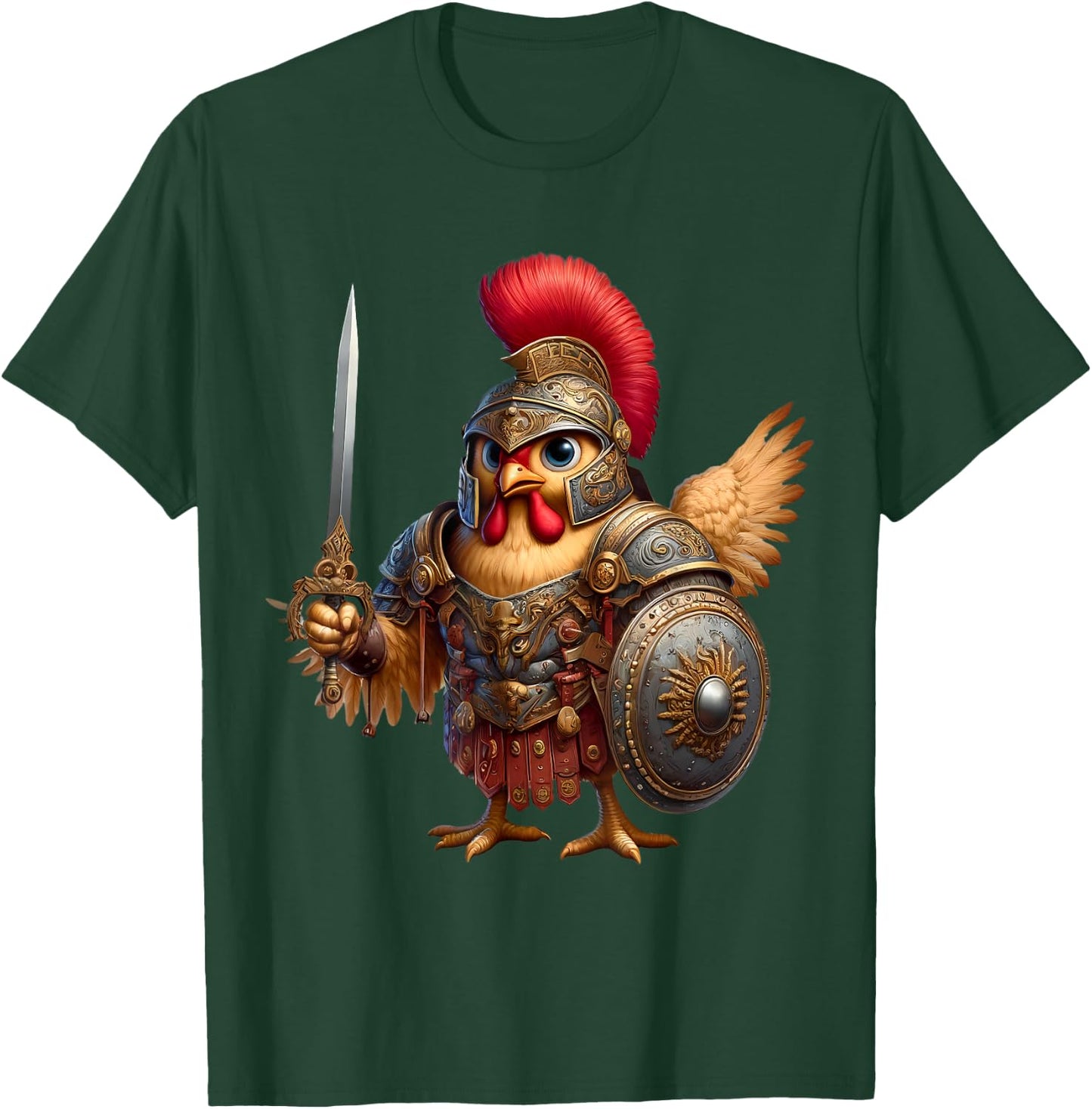 Chicken Gladiator Ancient Rome SPQR Men Women Kids T-Shirt - T-Shirt | Forest