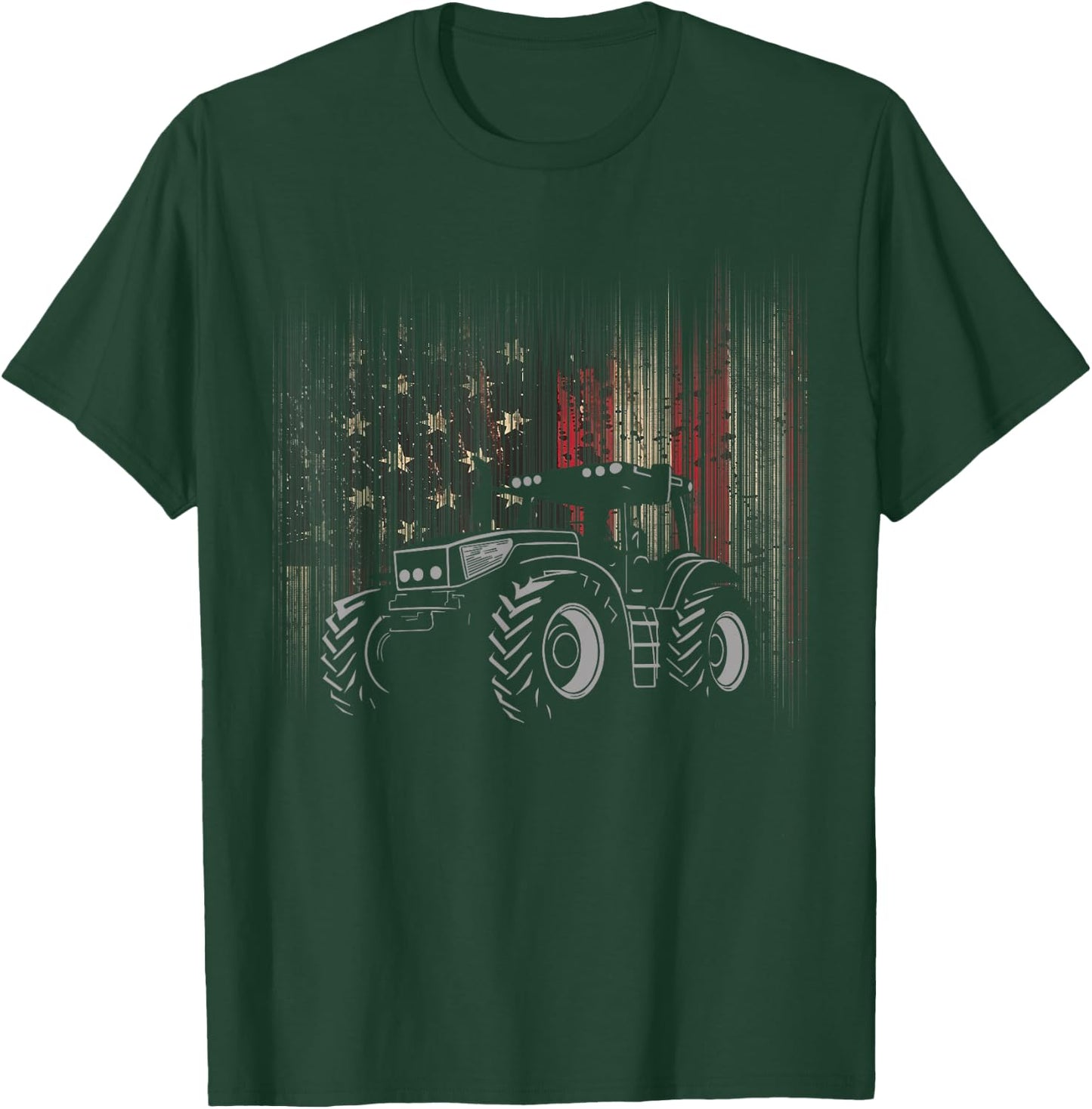 American Flag Tractor Patriotic Farmer T-Shirt - T-Shirt | Forest