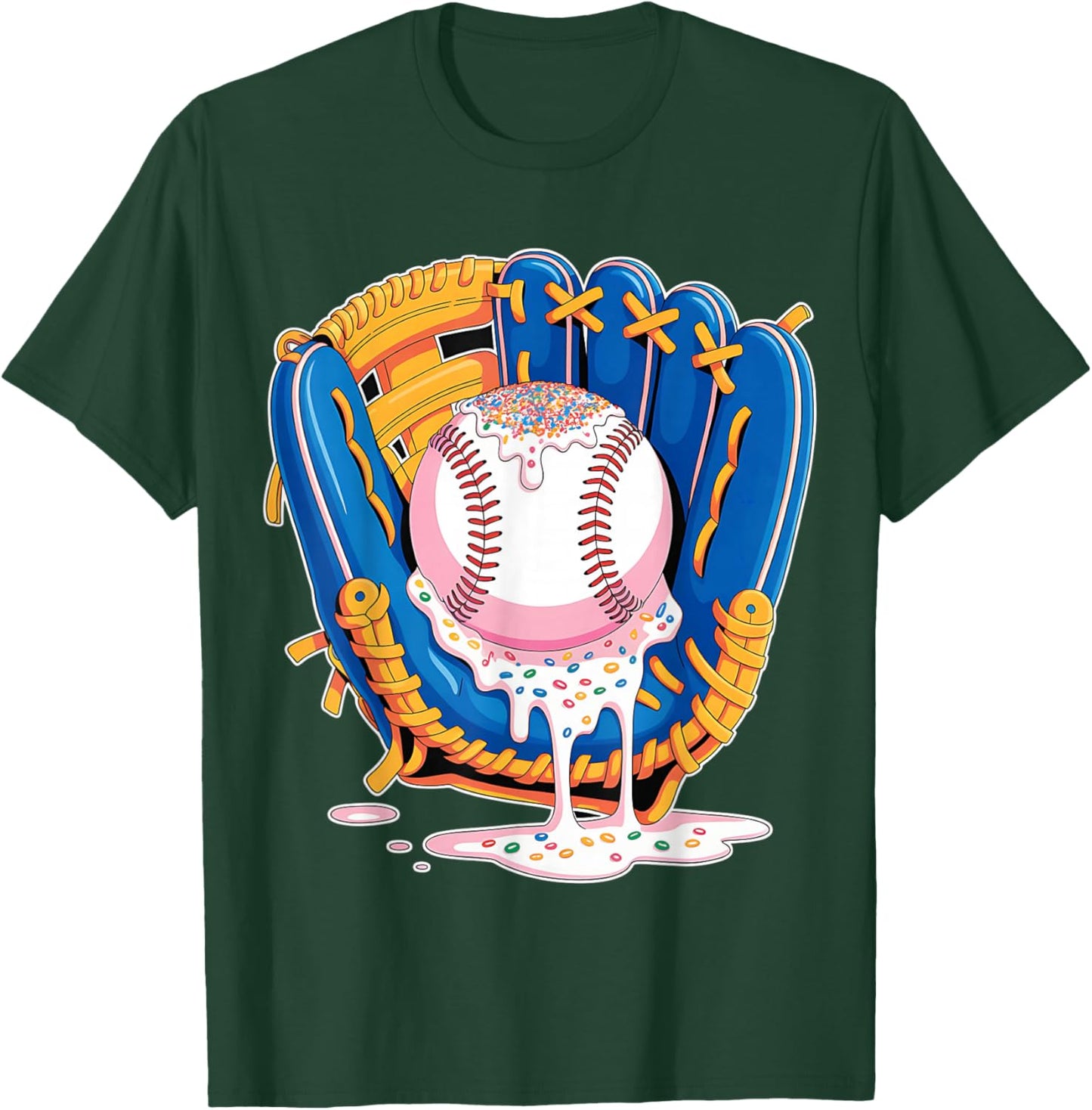 Baseball Drip Ice Cream Sprinkles Baseball Glove T-Shirt - T-Shirt | Forest