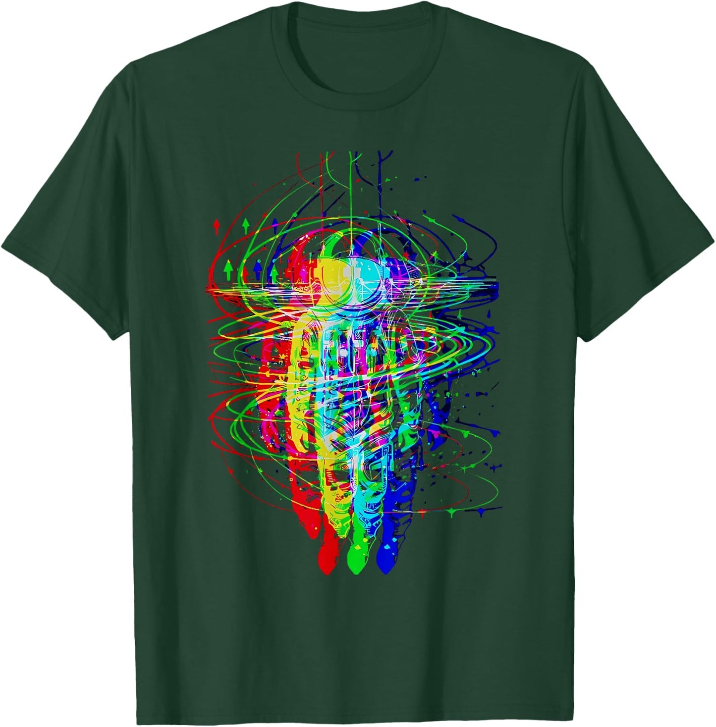 Psychedelic Spaceman Traveller Trippy Astronaut Outer Space T-Shirt - T-Shirt | Forest