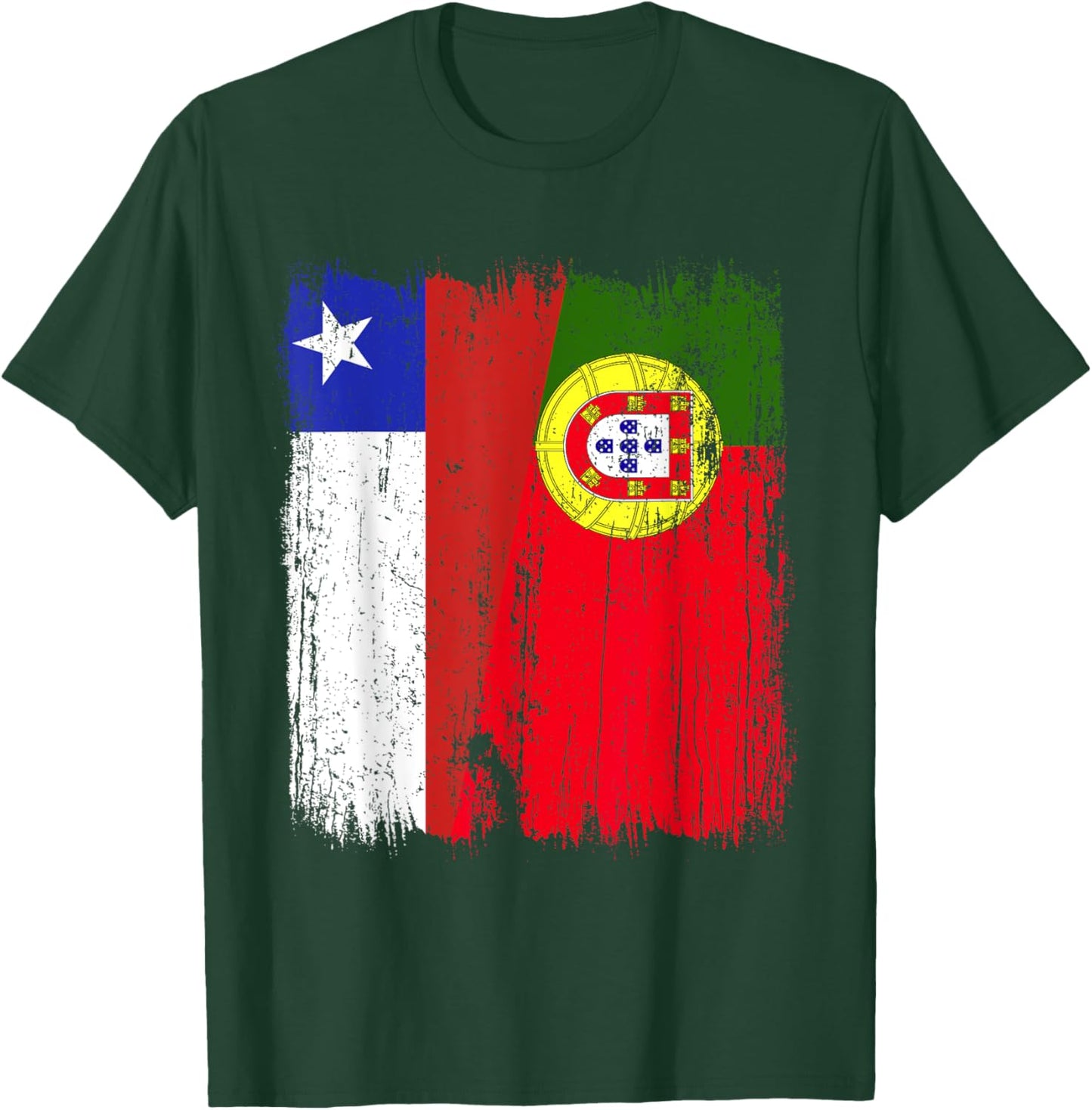 Chilean Portuguese Half Flag Chile Portugal Jersey T-Shirt - T-Shirt | Forest