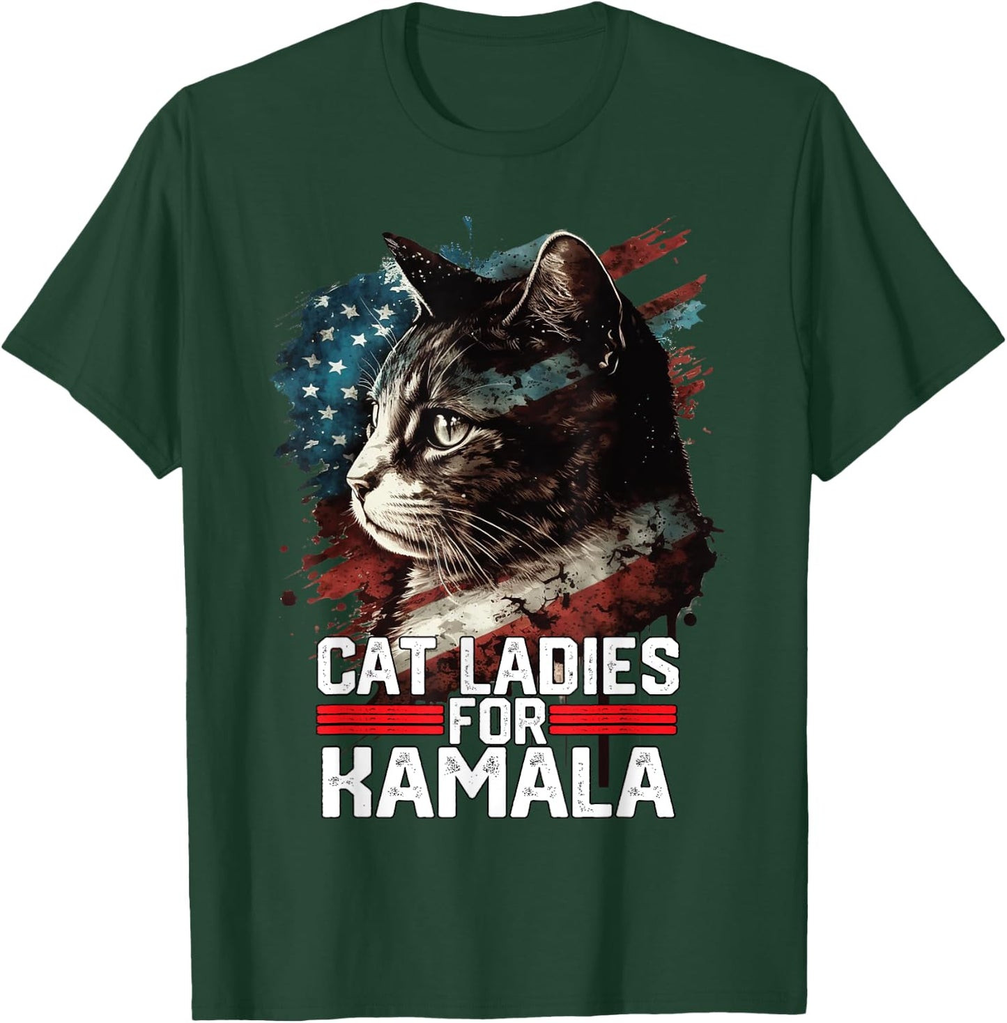 Cat Ladies for Kamala Harris Funny Cat T-Shirt - T-Shirt | Forest