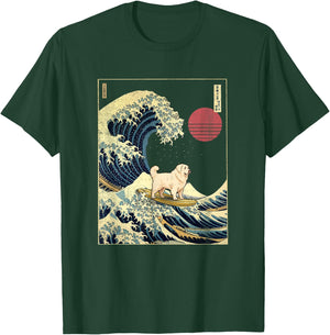 Great Pyrenees Japanese Kanagawa Wave Funny Surf Dog T-Shirt - T-Shirt | Forest