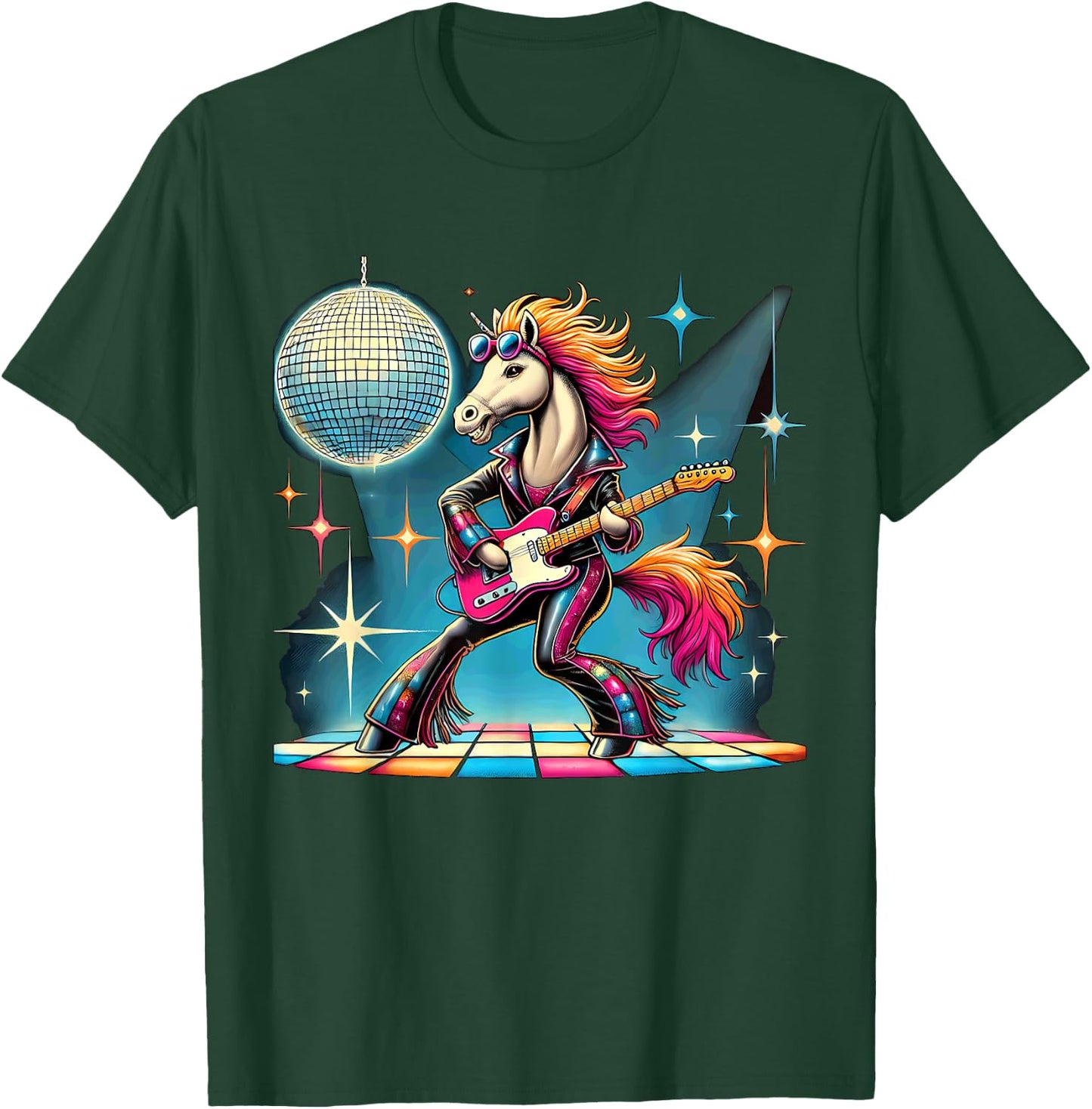Aesthetic Horse Disco T-Shirt - T-Shirt | Forest