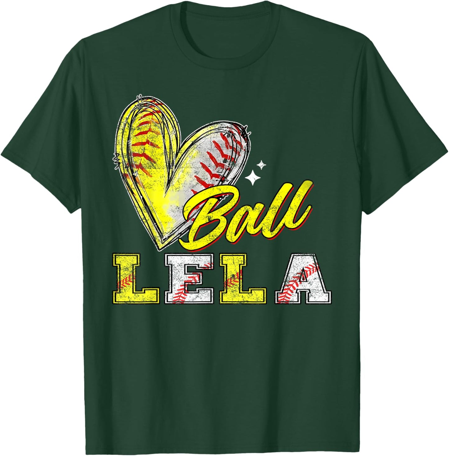 Funny Ball Lela Softball Baseball Lela T-Shirt - T-Shirt | Forest