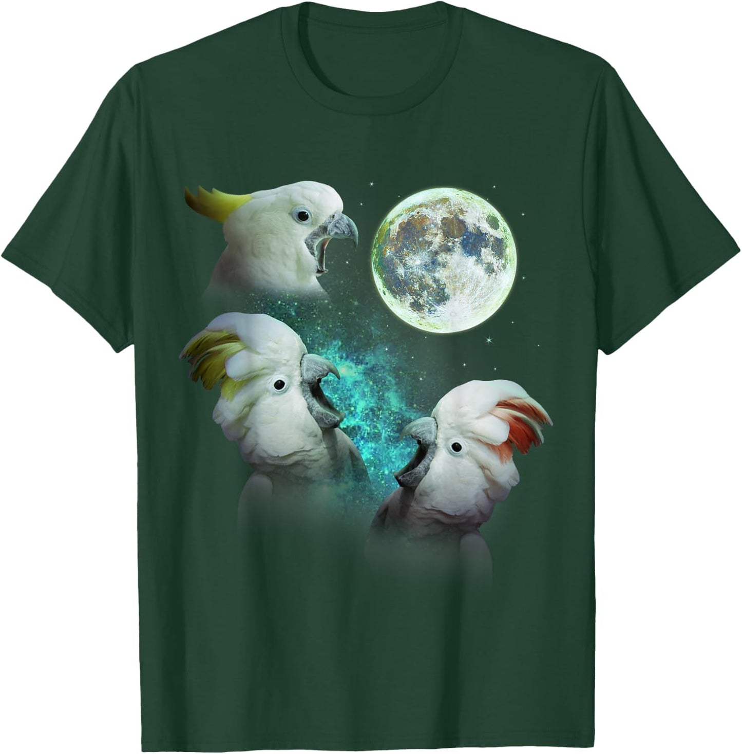 Three Cockatoos Howl At Moon 3 Wolf - Wolves Parody T-Shirt - T-Shirt | Forest