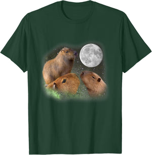 Three Moon Capybaras . Funny Cute Animal Parody T-Shirt - T-Shirt | Forest