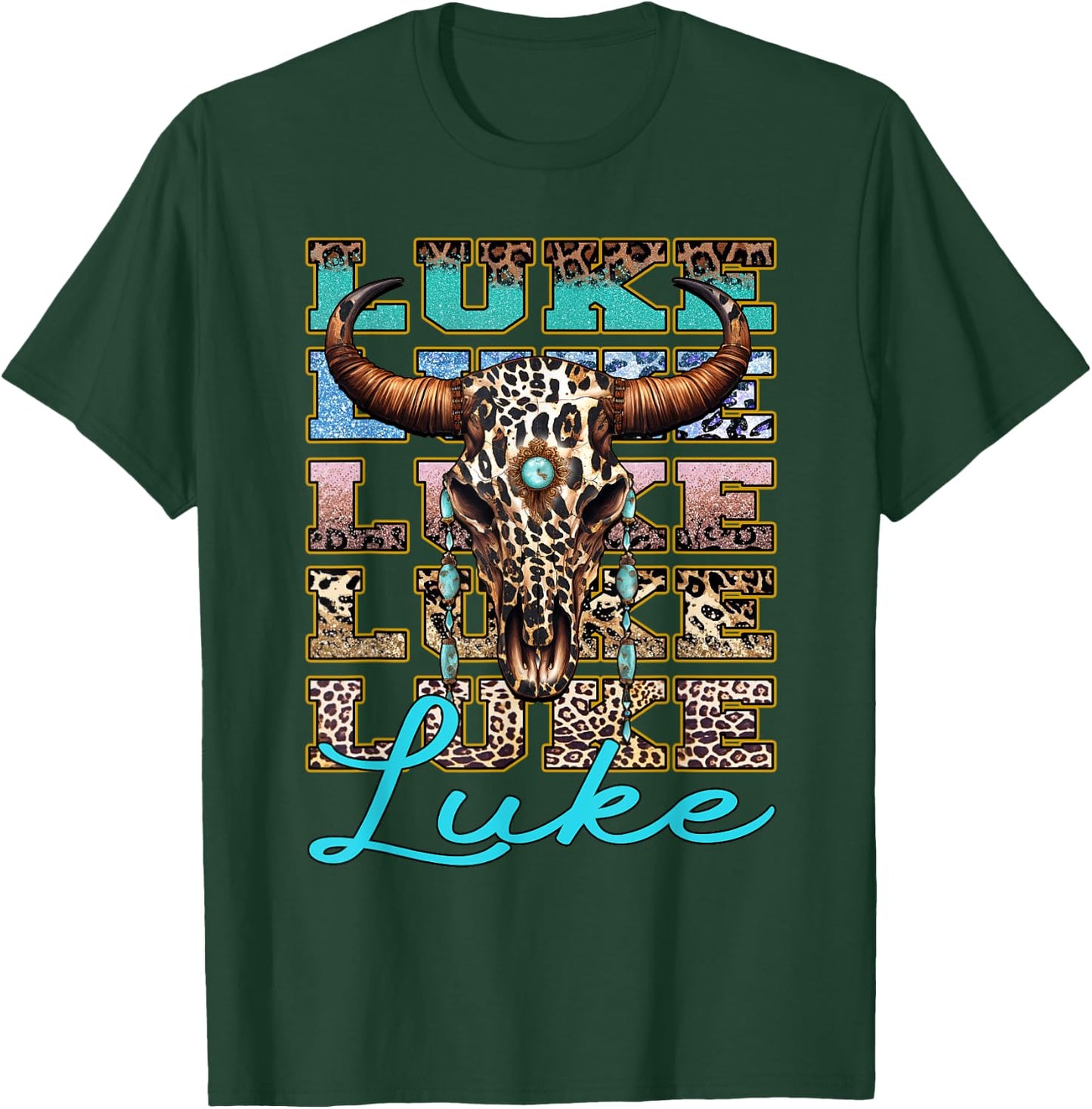 Luke Longhorn Southern Western 90s Style T-Shirt - T-Shirt | Forest