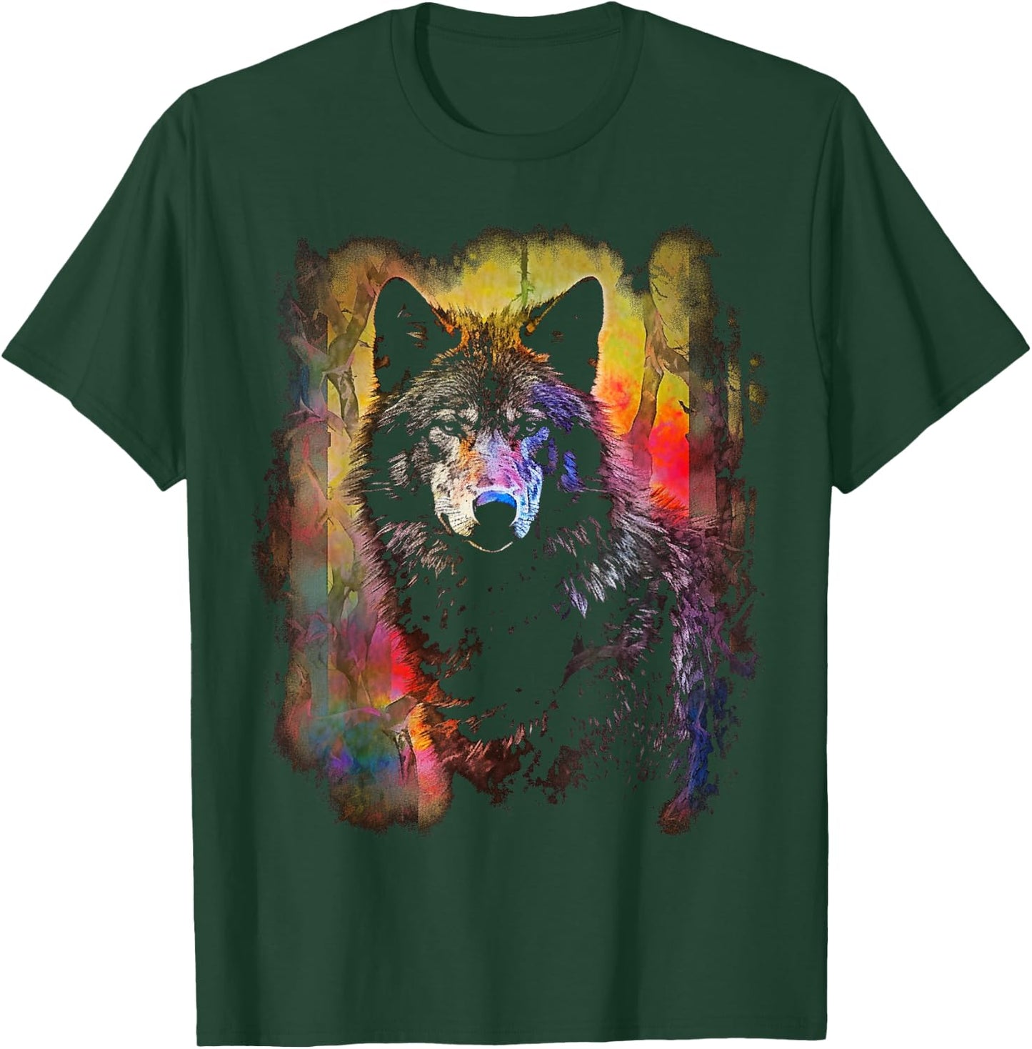 Wolf Colourful Art | Animal Lover Wolf T-Shirt - T-Shirt | Forest