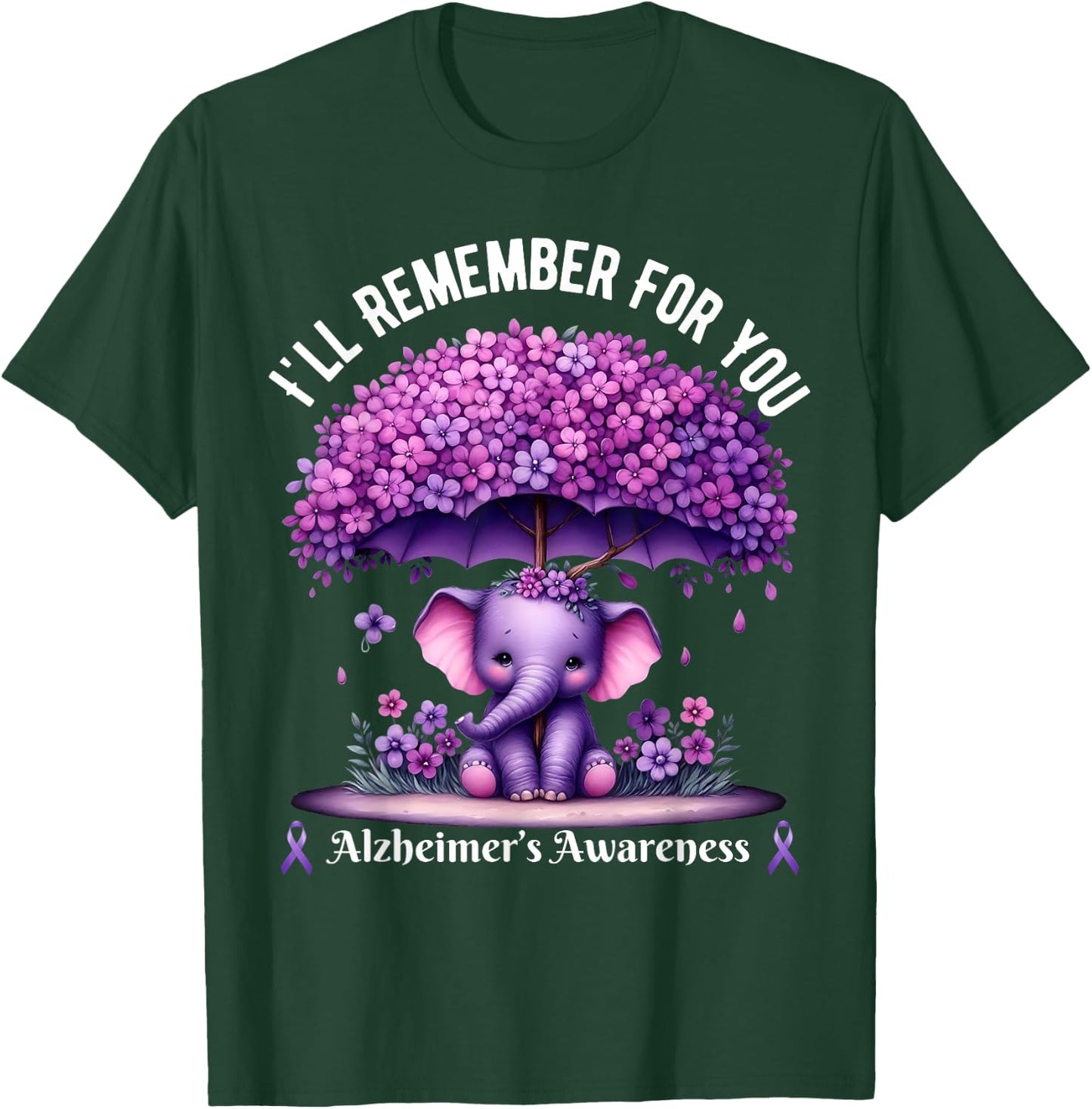 I'll Remember For You Purple Elephant Alzheimer's Awareness T-Shirt - T-Shirt | Forest