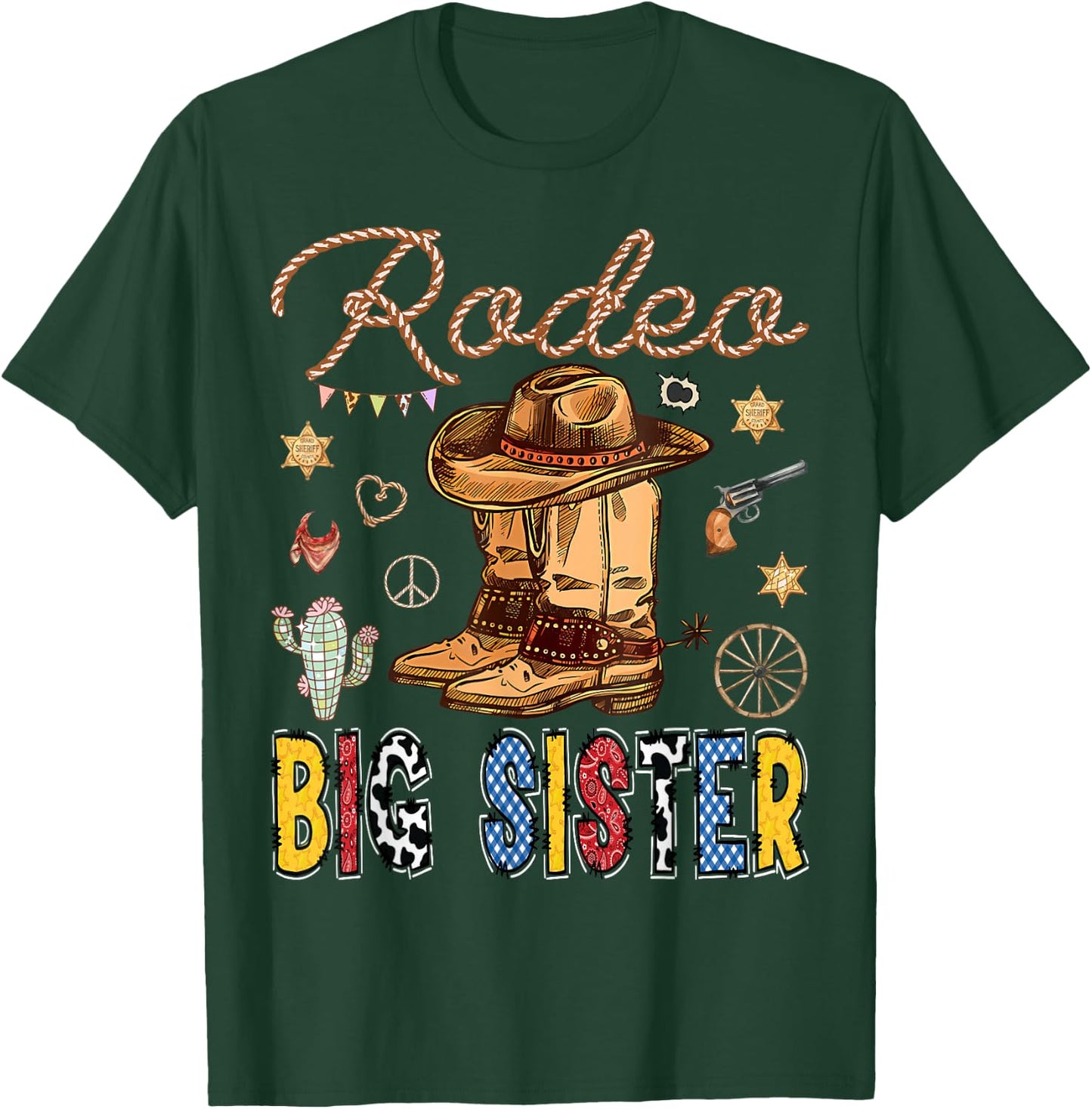 Rodeo Big Sister Western Birthday Cowboy Matching Family T-Shirt - T-Shirt | Forest