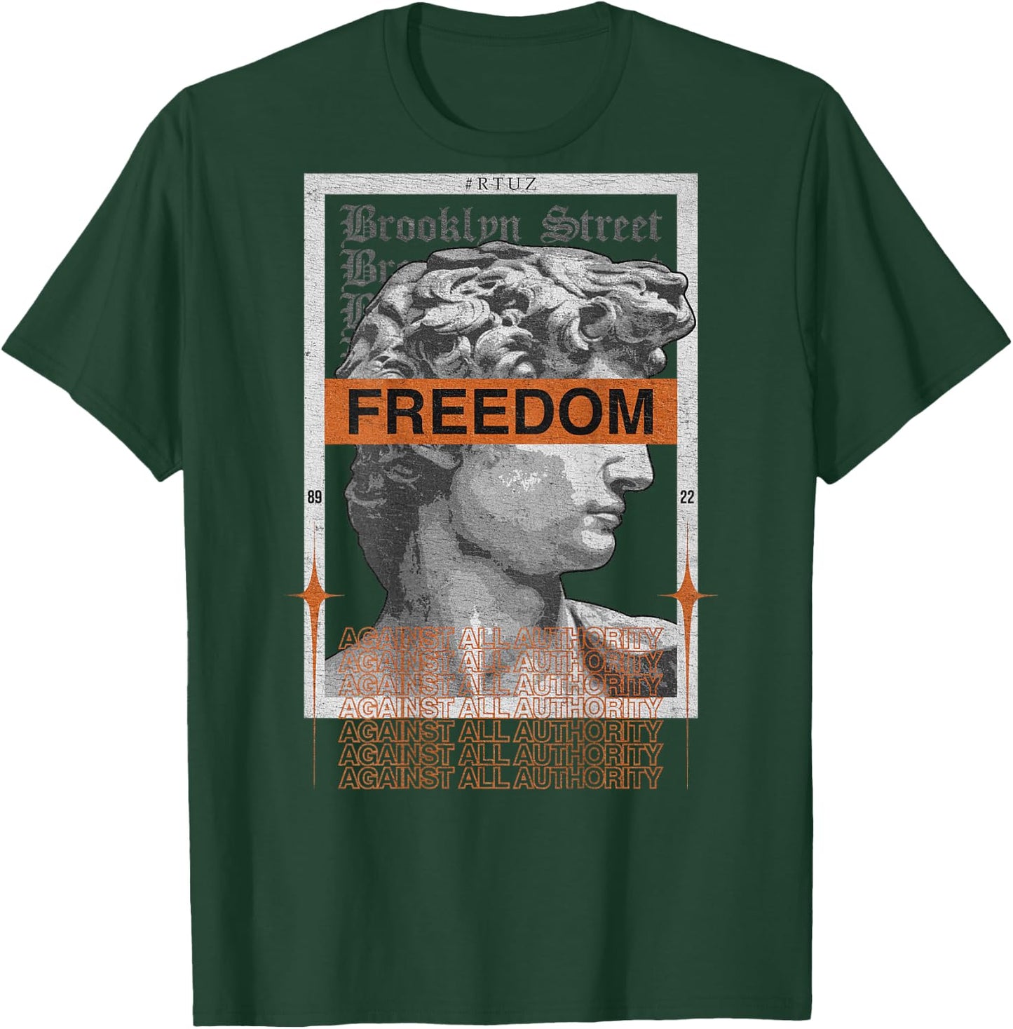 Hip Hop Vintage Hipster Edgy Urban Y2K Back Print Streetwear T-Shirt - T-Shirt | Forest