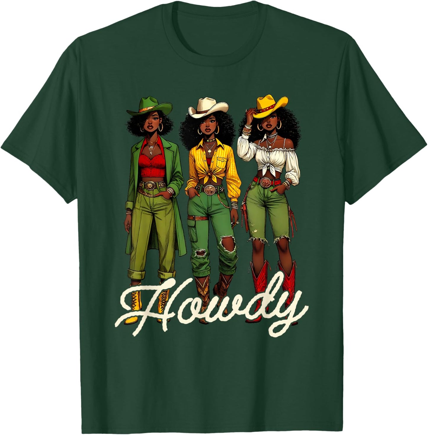Black Cowgirl Western Rodeo Melanin Juneteenth Black History T-Shirt - T-Shirt | Forest