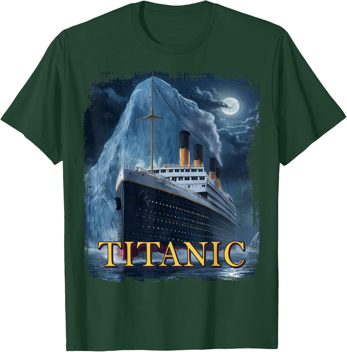Titanic Cruise Ship Graphic Hit Iceberg April 15th 1912 , Small, Black T-Shirt - T-Shirt | Forest