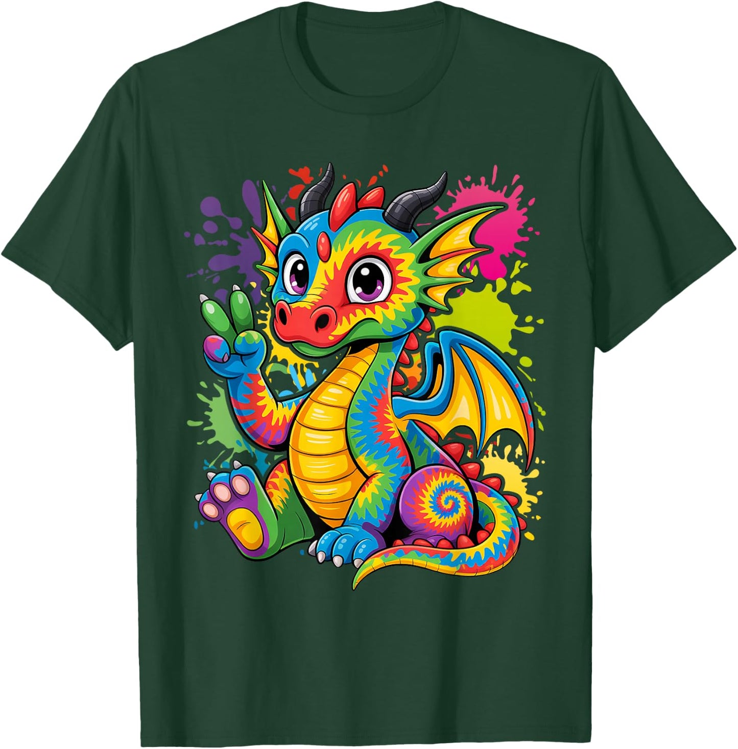 Tie-Dye Dragon Peace Sign Hippie T-Shirt - T-Shirt | Forest