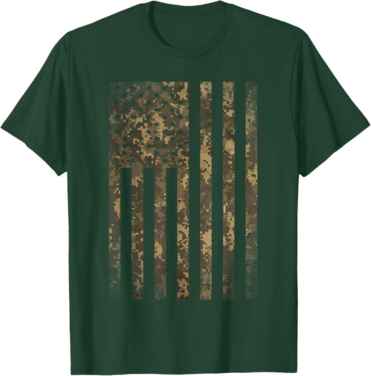 Camouflage American Flag Print Camo Military Tactical Gifts Small T-Shirt - T-Shirt | Forest