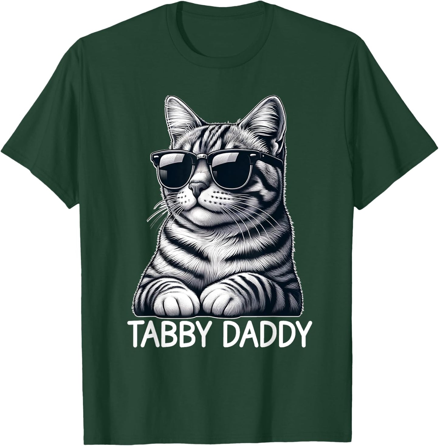 Tabby Daddy Cat Dad Funny Graphic Grey Tabby Cat Lover Men Women T-Shirt - T-Shirt | Forest