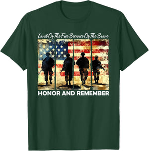 Land Of The Free Because Of The Brave Honor And Remember T-Shirt - T-Shirt | Forest