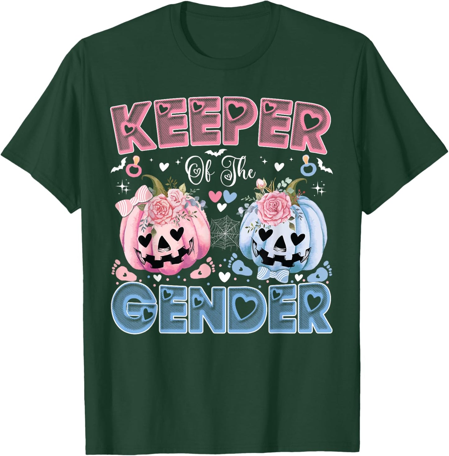 Keeper Of The Gender Pumpkin Halloween Baby Gender Reveal T-Shirt - T-Shirt | Forest