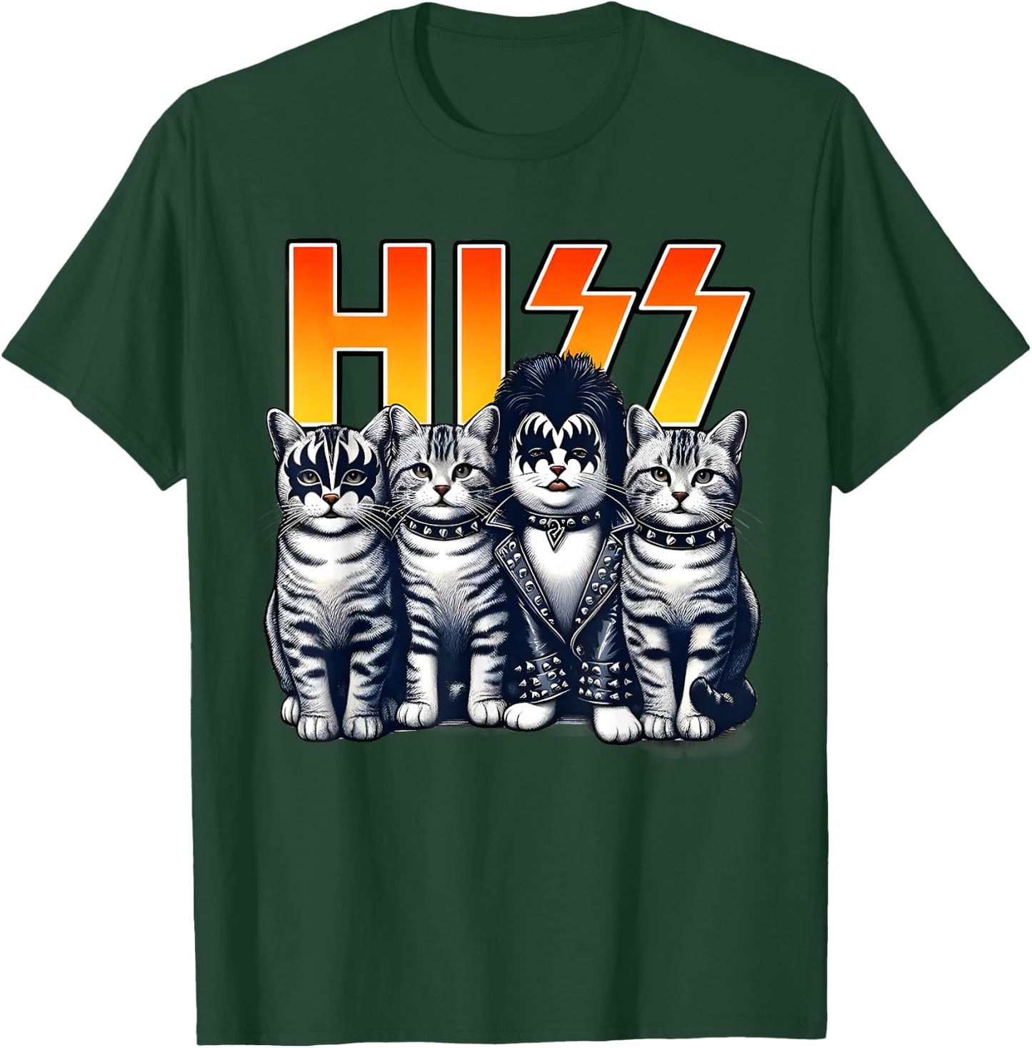 Hiss Funny Cat Lover Funny Cats Kittens Rock Rockin Cat Own T-Shirt - T-Shirt | Forest